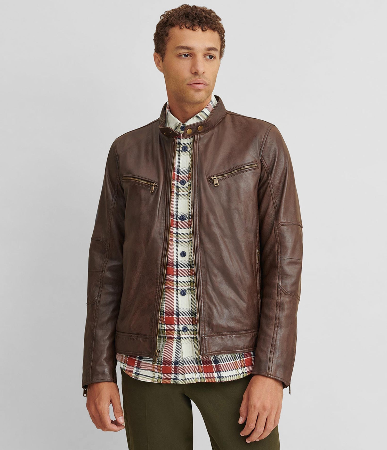 Brown Moto Leather Jacket
