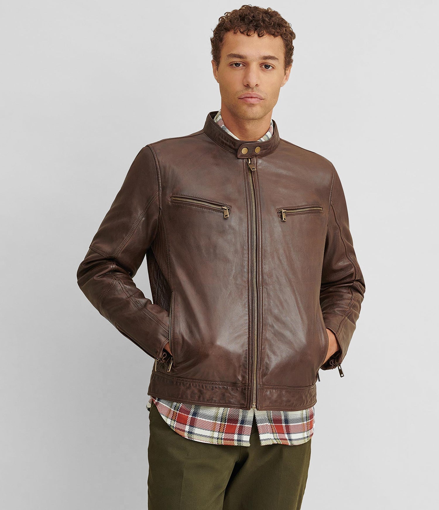 Brown Moto Leather Jacket