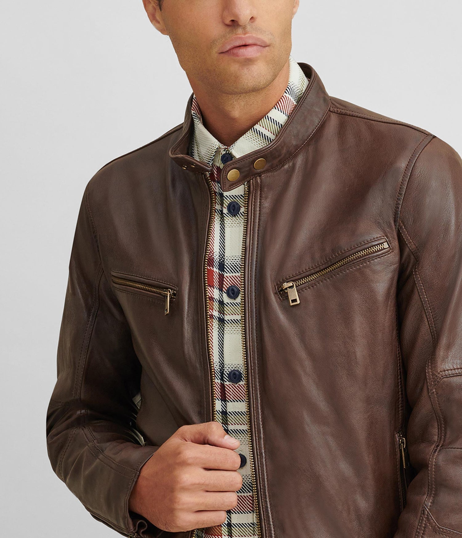 Brown Moto Leather Jacket