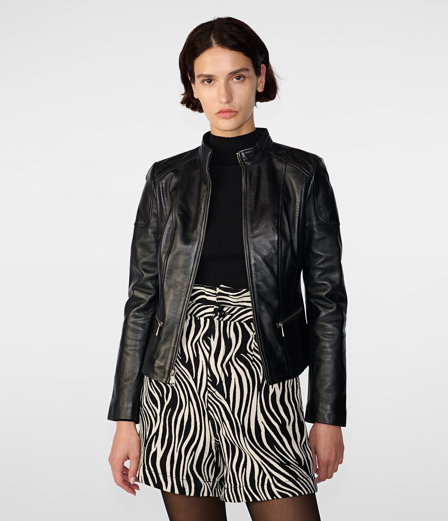 Black Scuba Moto Leather Jacket