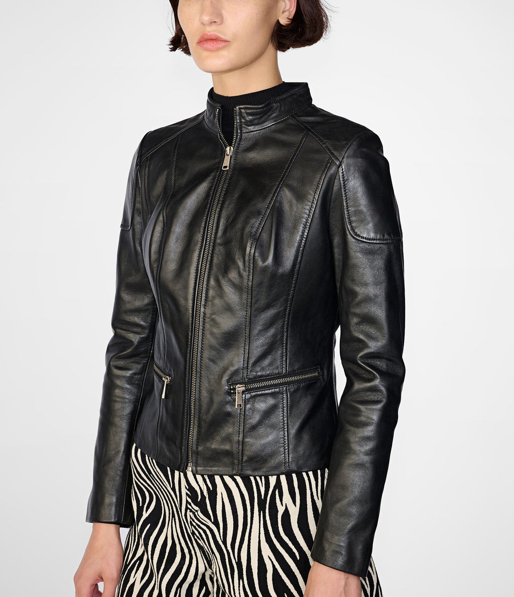 Black Scuba Moto Leather Jacket