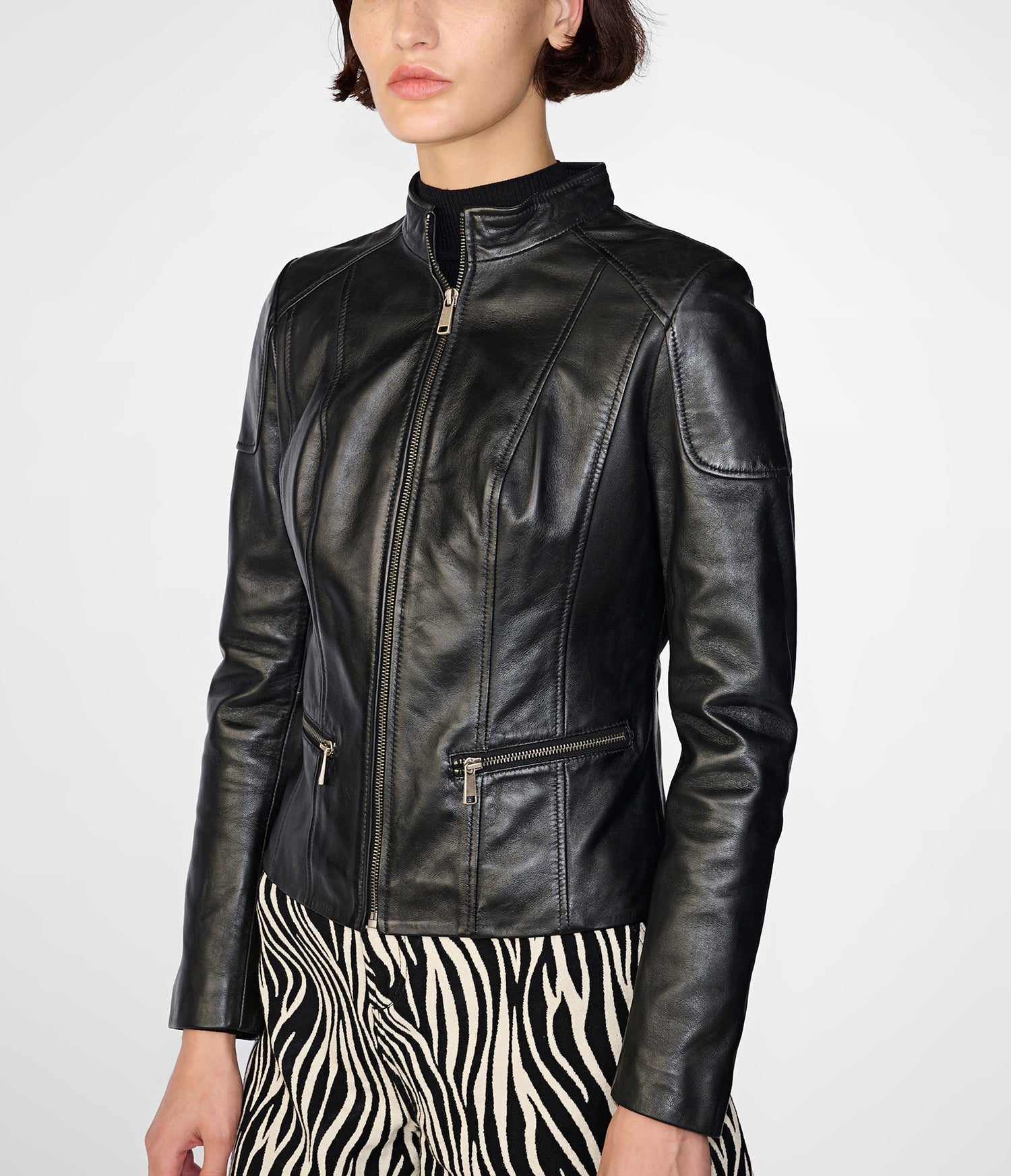 Black Scuba Moto Leather Jacket