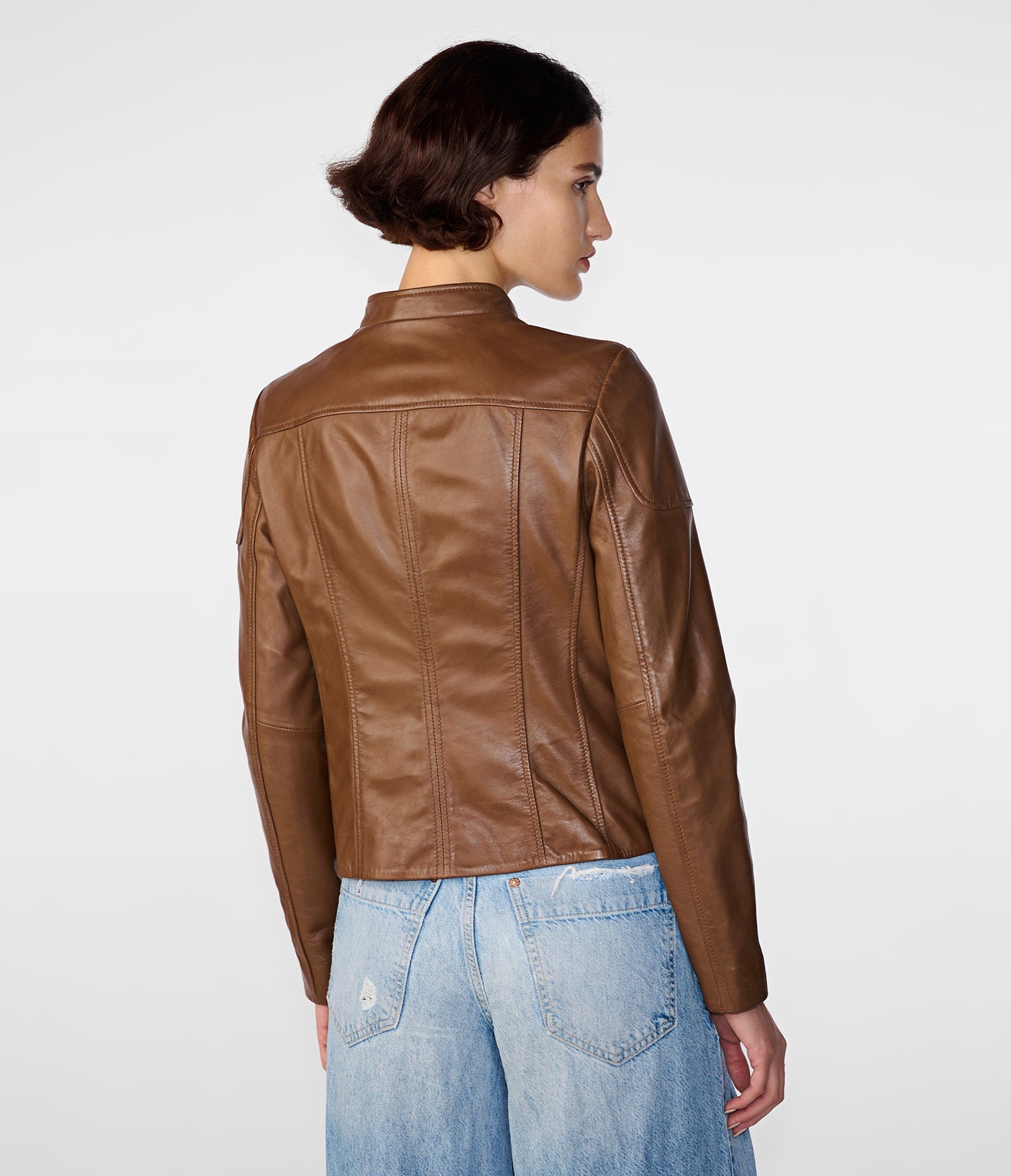 Cognac Scuba Moto Leather Jacket