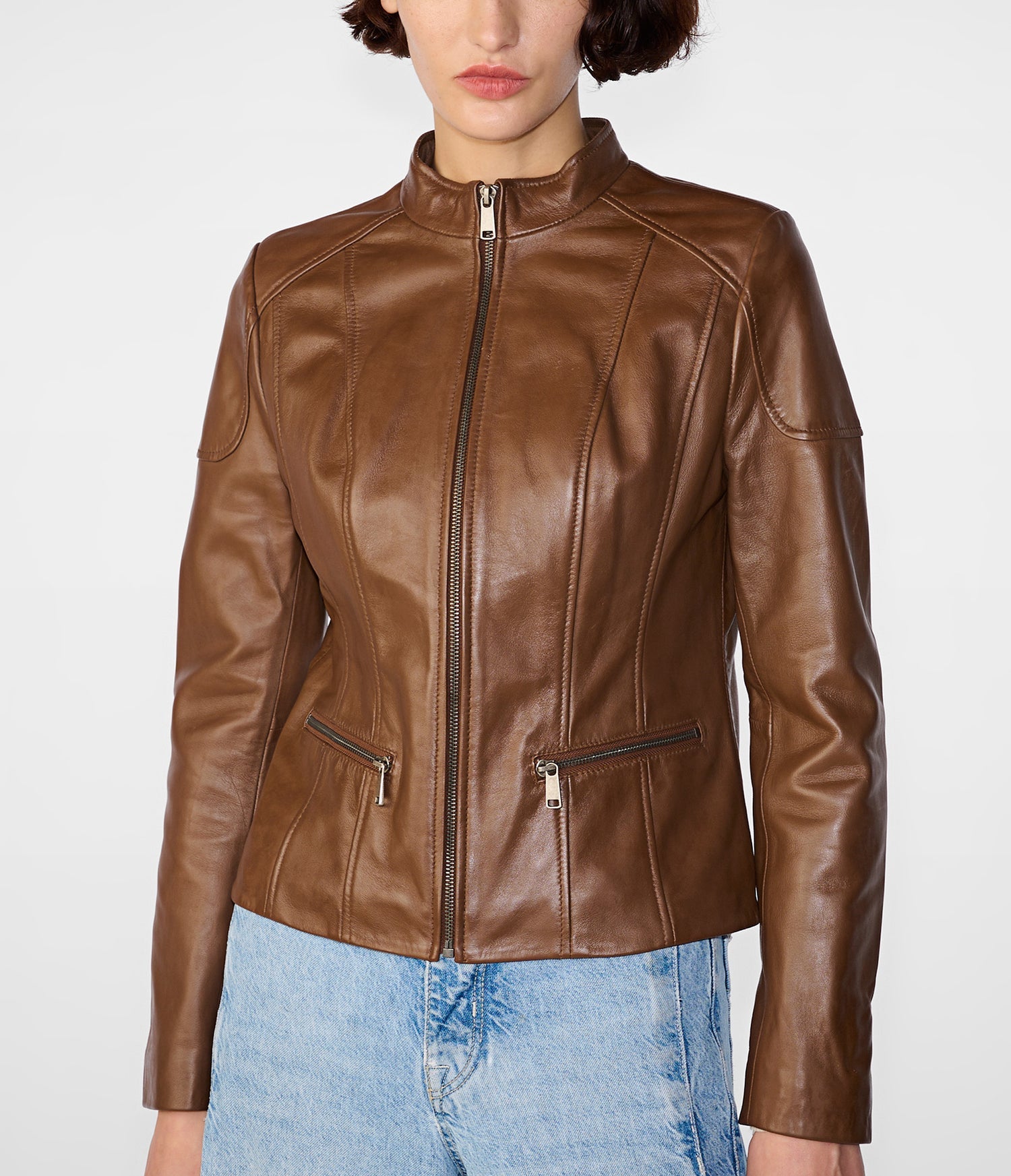 Cognac Scuba Moto Leather Jacket