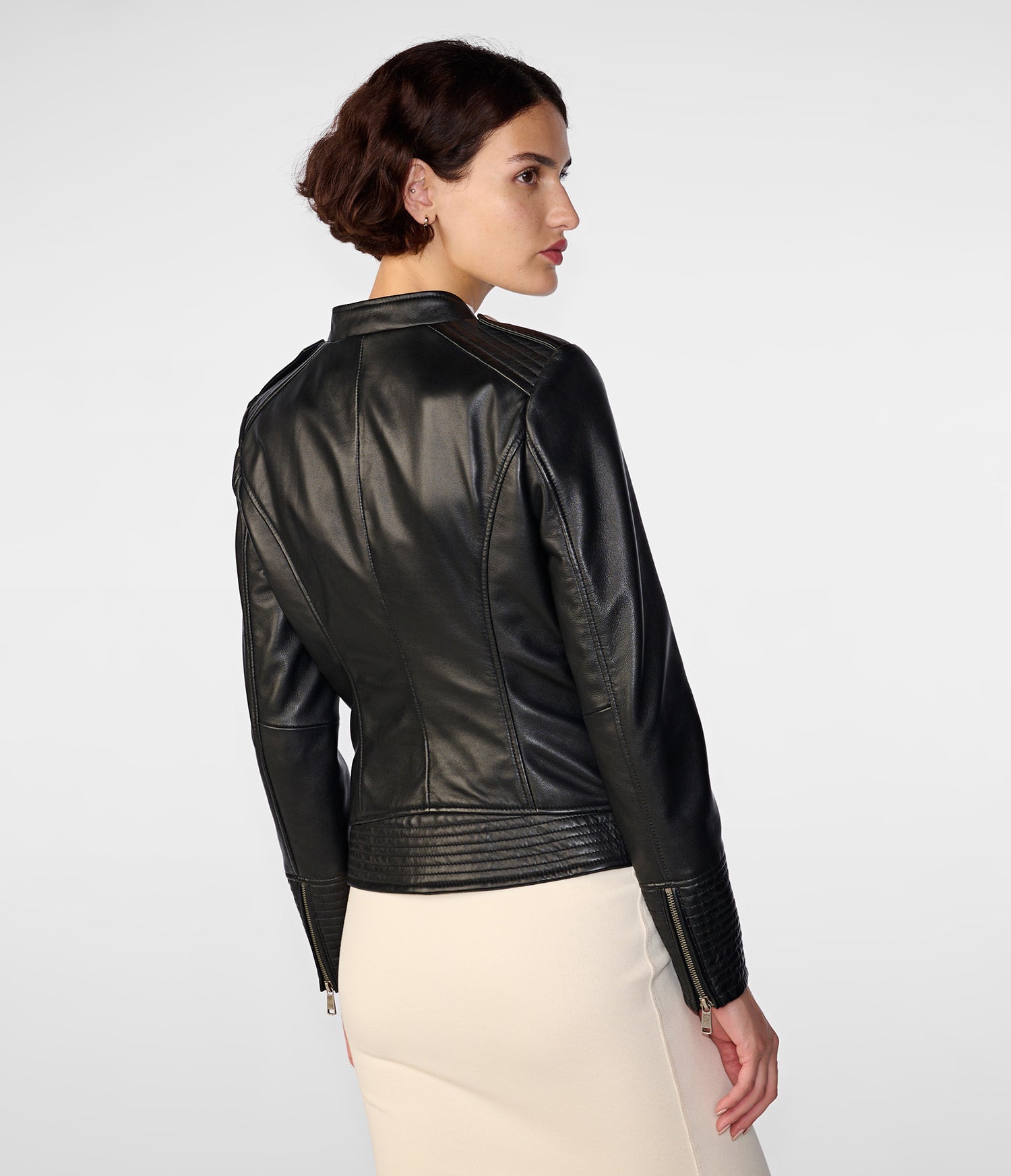 Black Asymmetrical Biker Leather Jacket