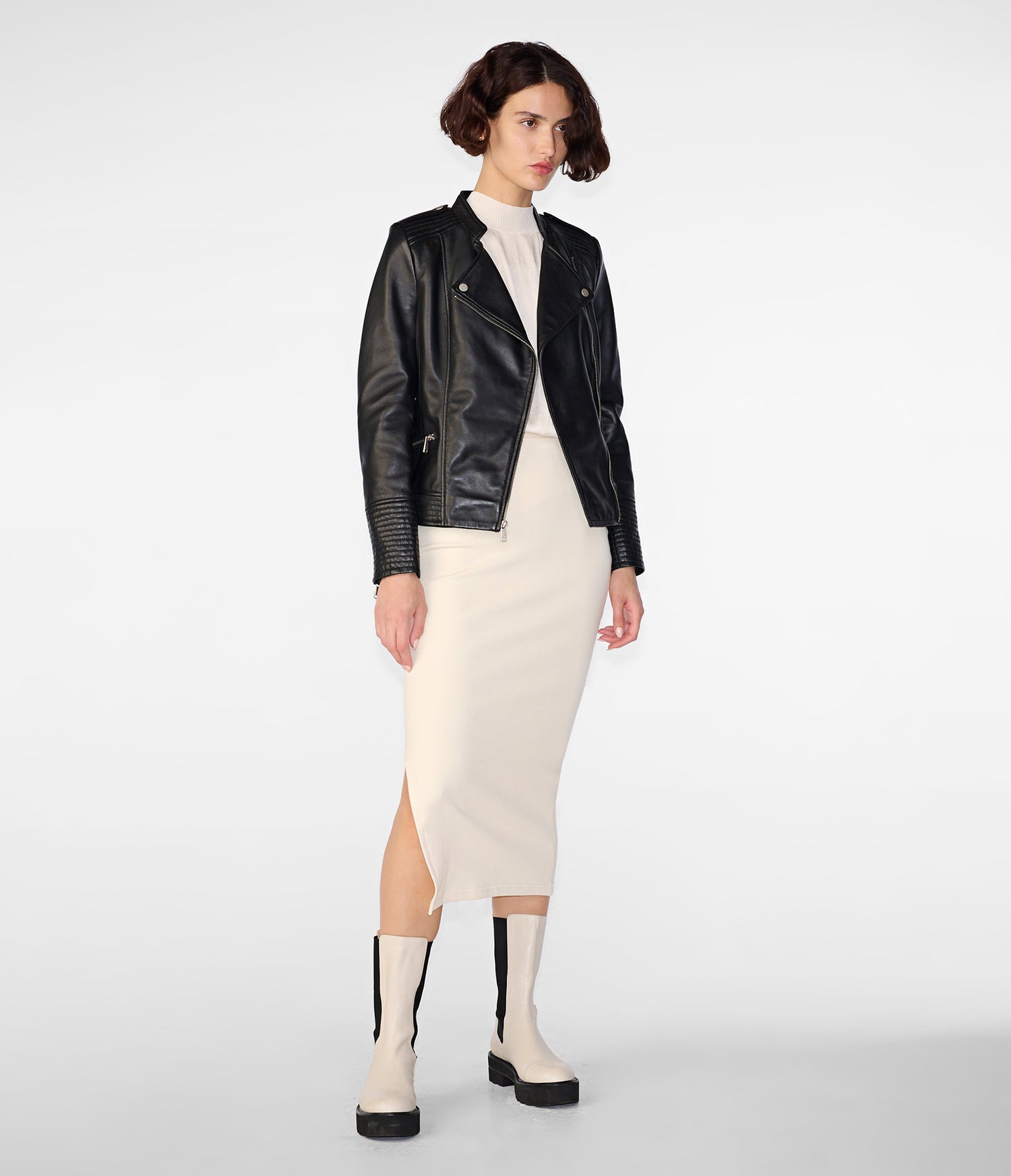 Black Asymmetrical Biker Leather Jacket