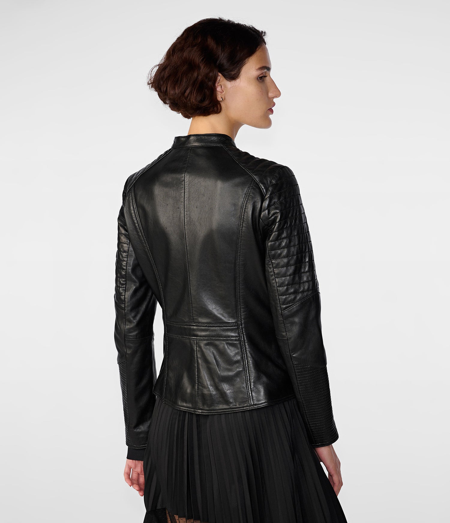 Quilted Black Moto Leather Jacket