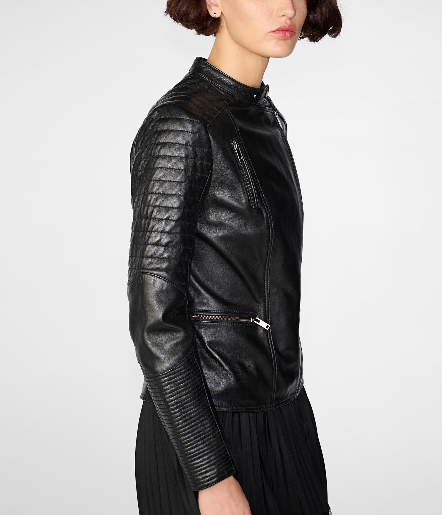 Quilted Black Moto Leather Jacket