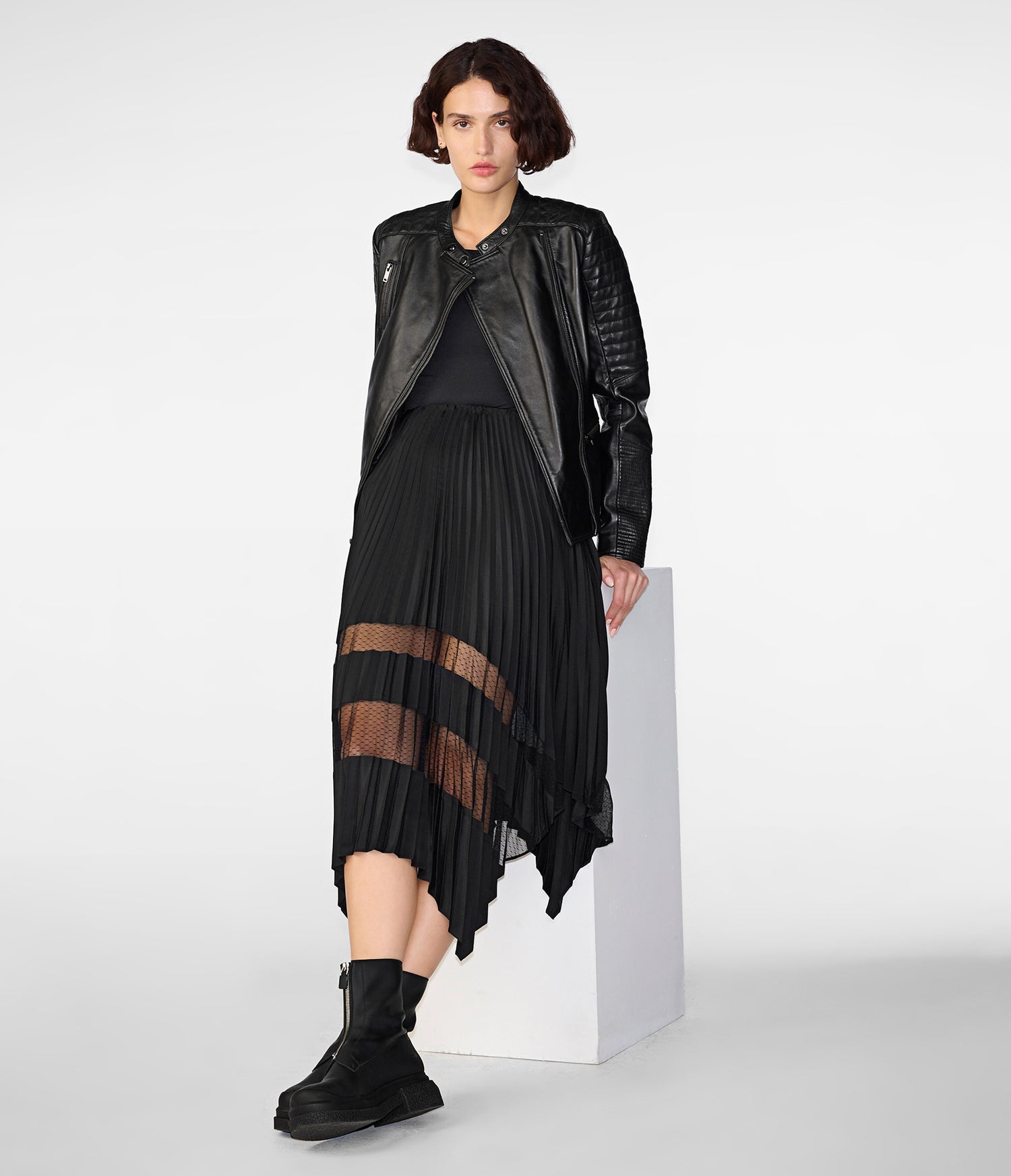 Quilted Black Moto Leather Jacket
