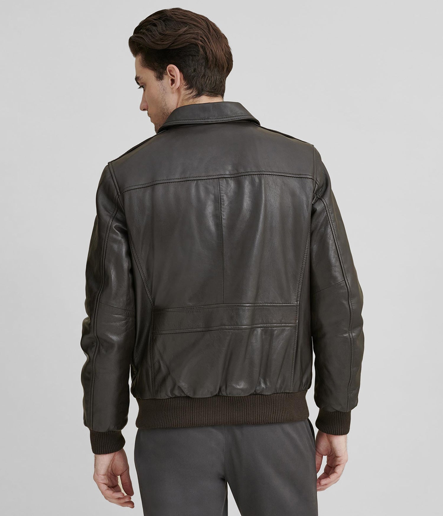Zipper Bomber Leather Jacket