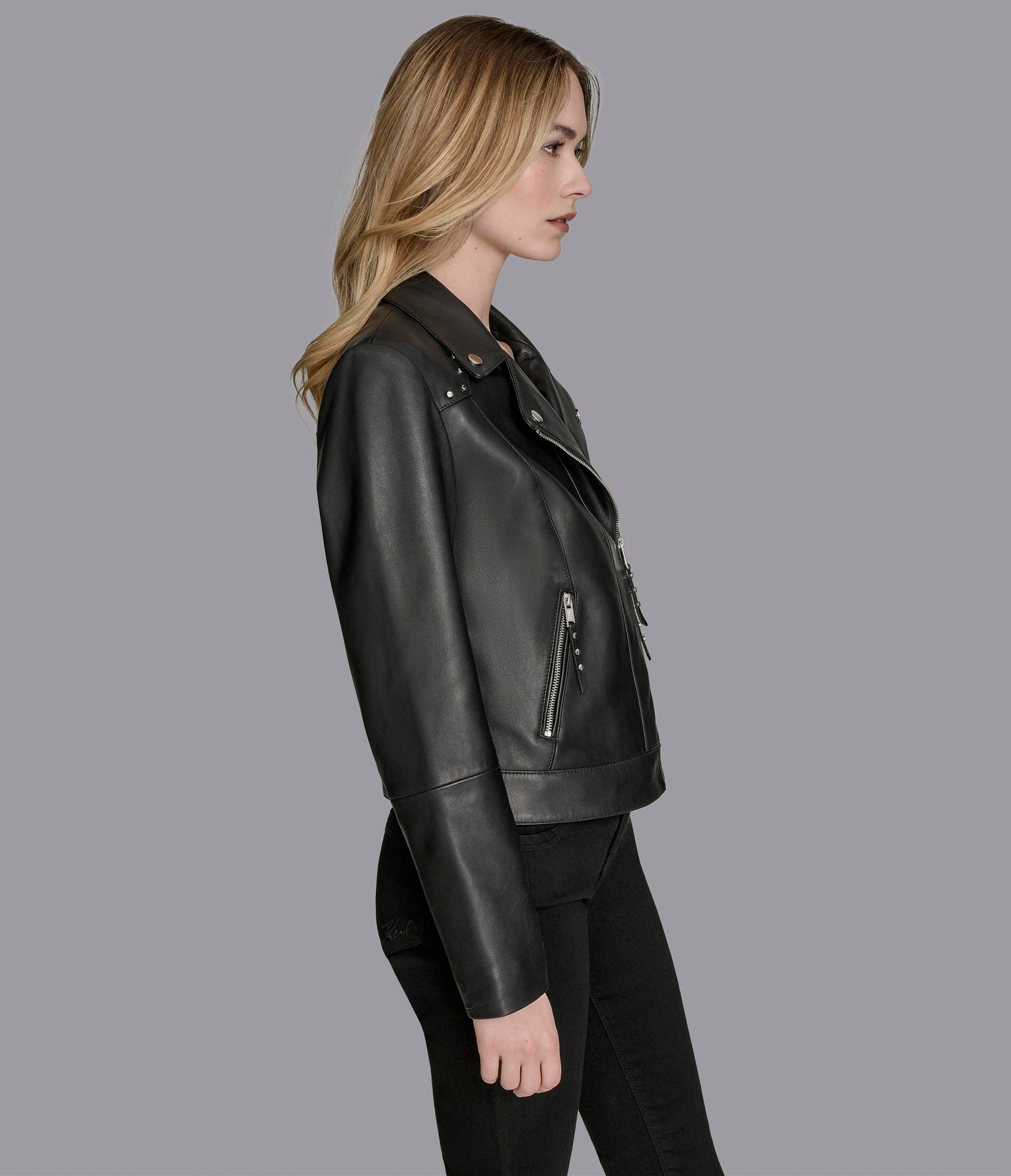Black Studded Moto Leather Jacket