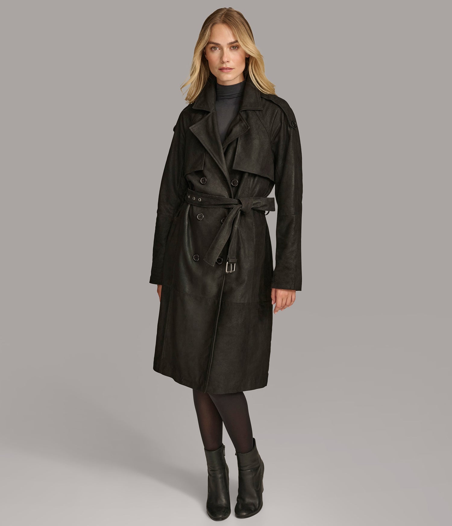 Rayna Black Trench Leather Coat