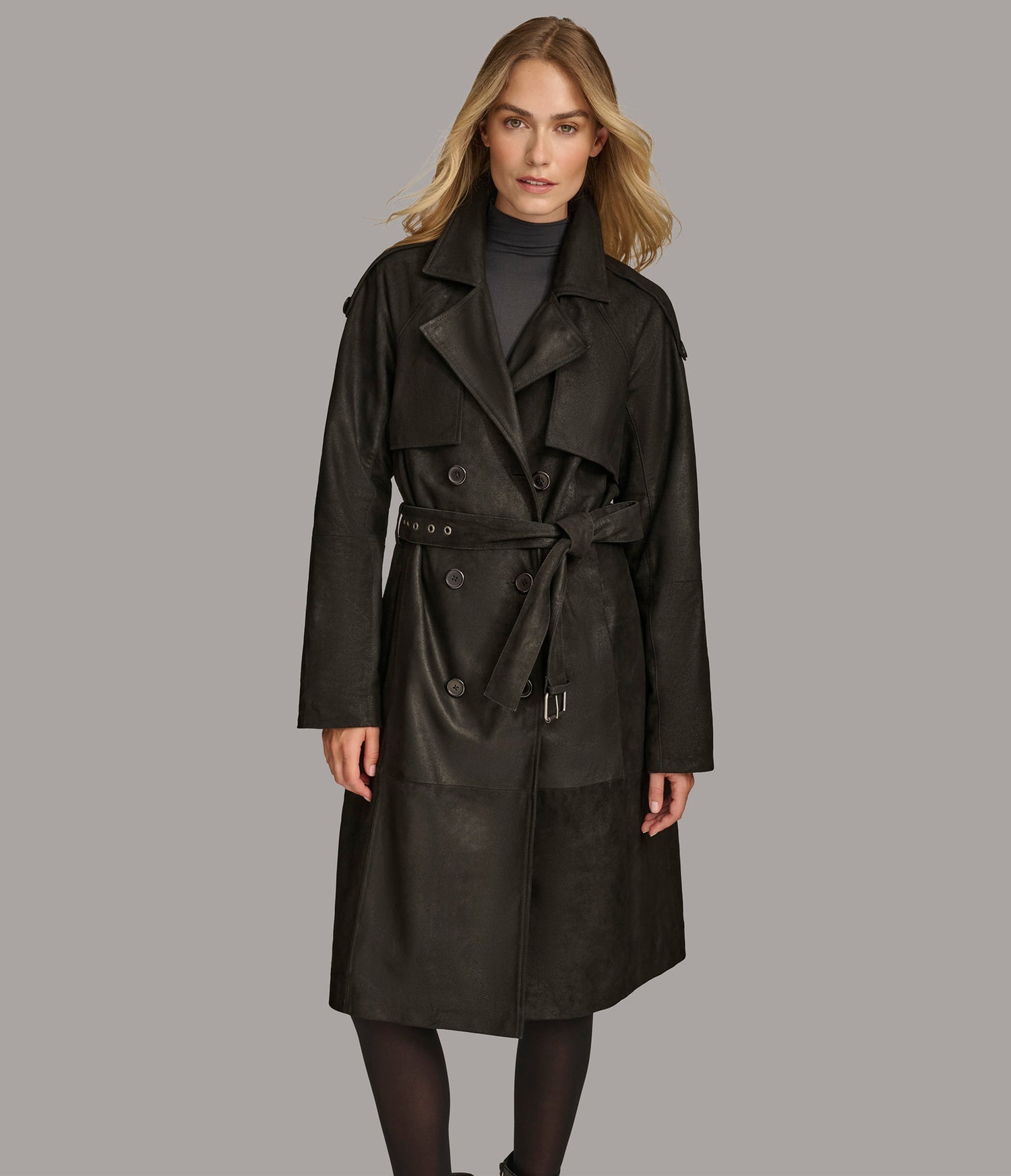 Rayna Black Trench Leather Coat