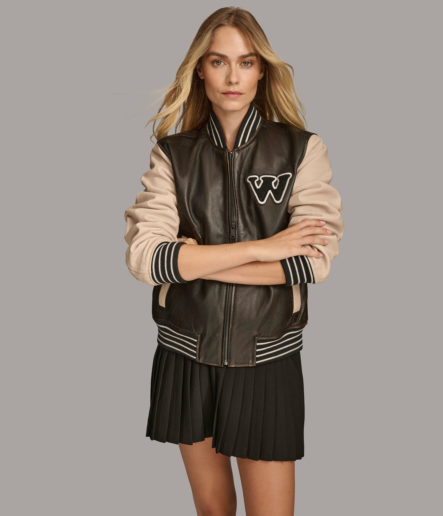 Waverly Contrast Varsity Leather Jacket