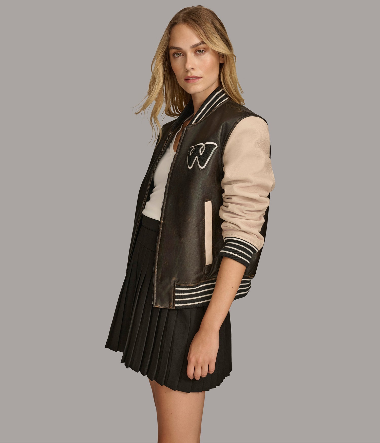 Waverly Contrast Varsity Leather Jacket