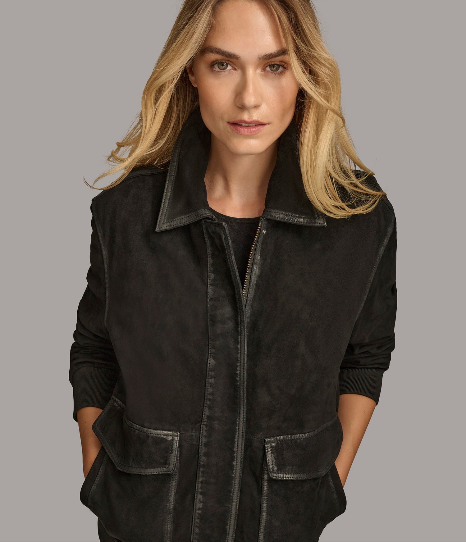 Oversized Balck Bomber Leather Jacket