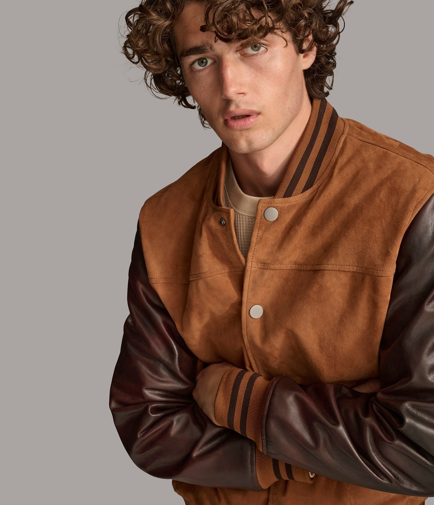 Cognac Varsity Leather Jacket