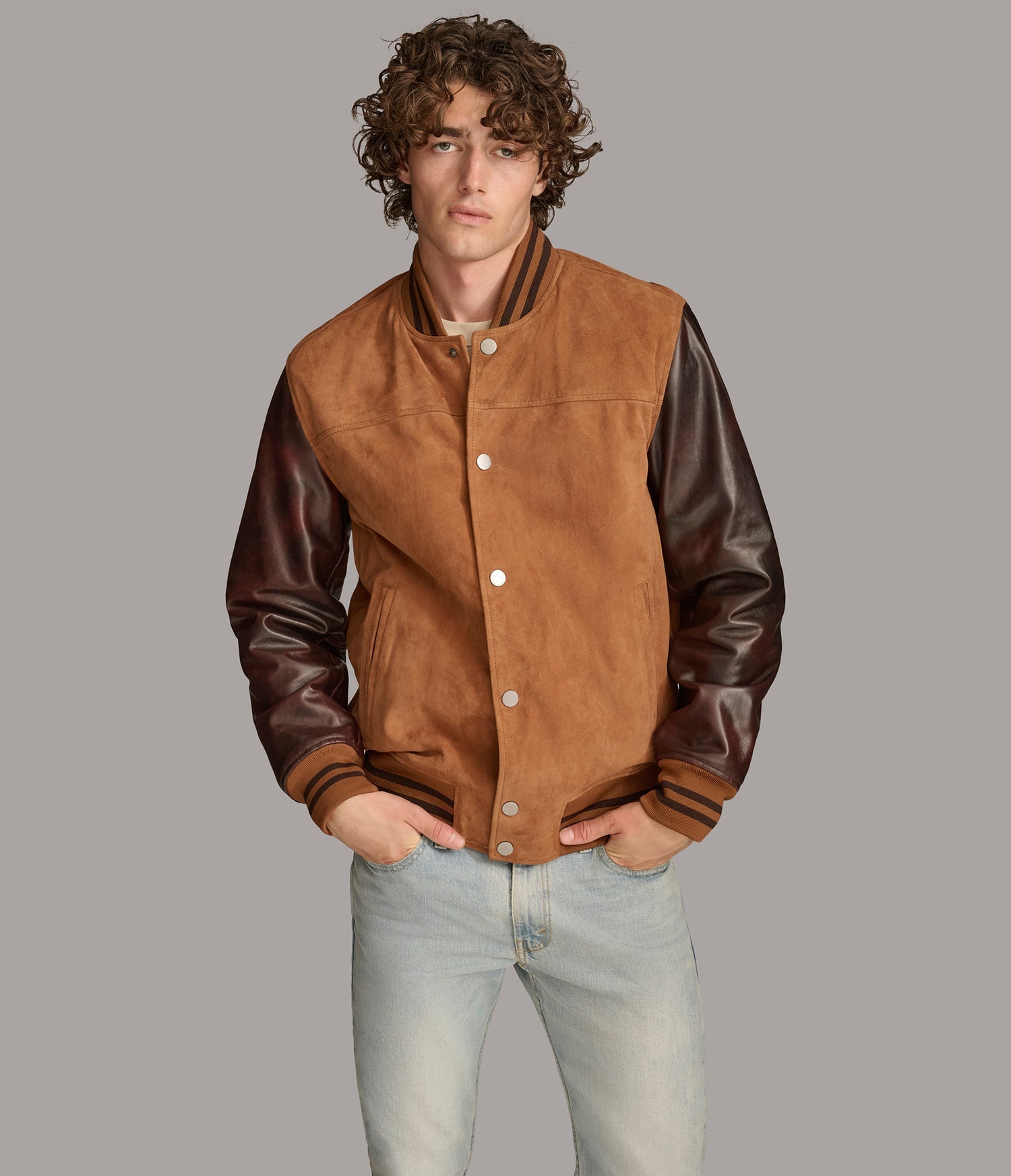 Cognac Varsity Leather Jacket