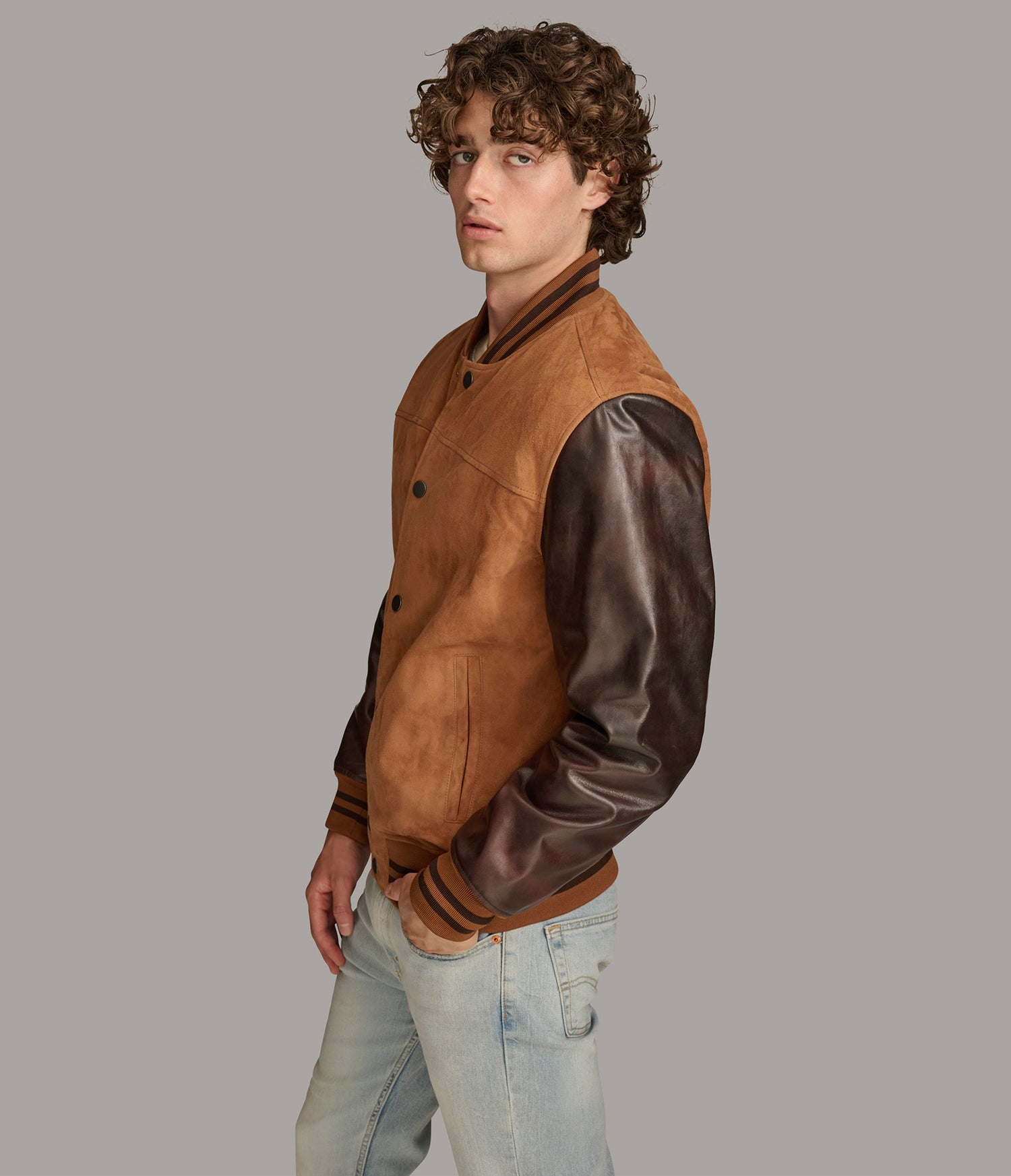 Cognac Varsity Leather Jacket