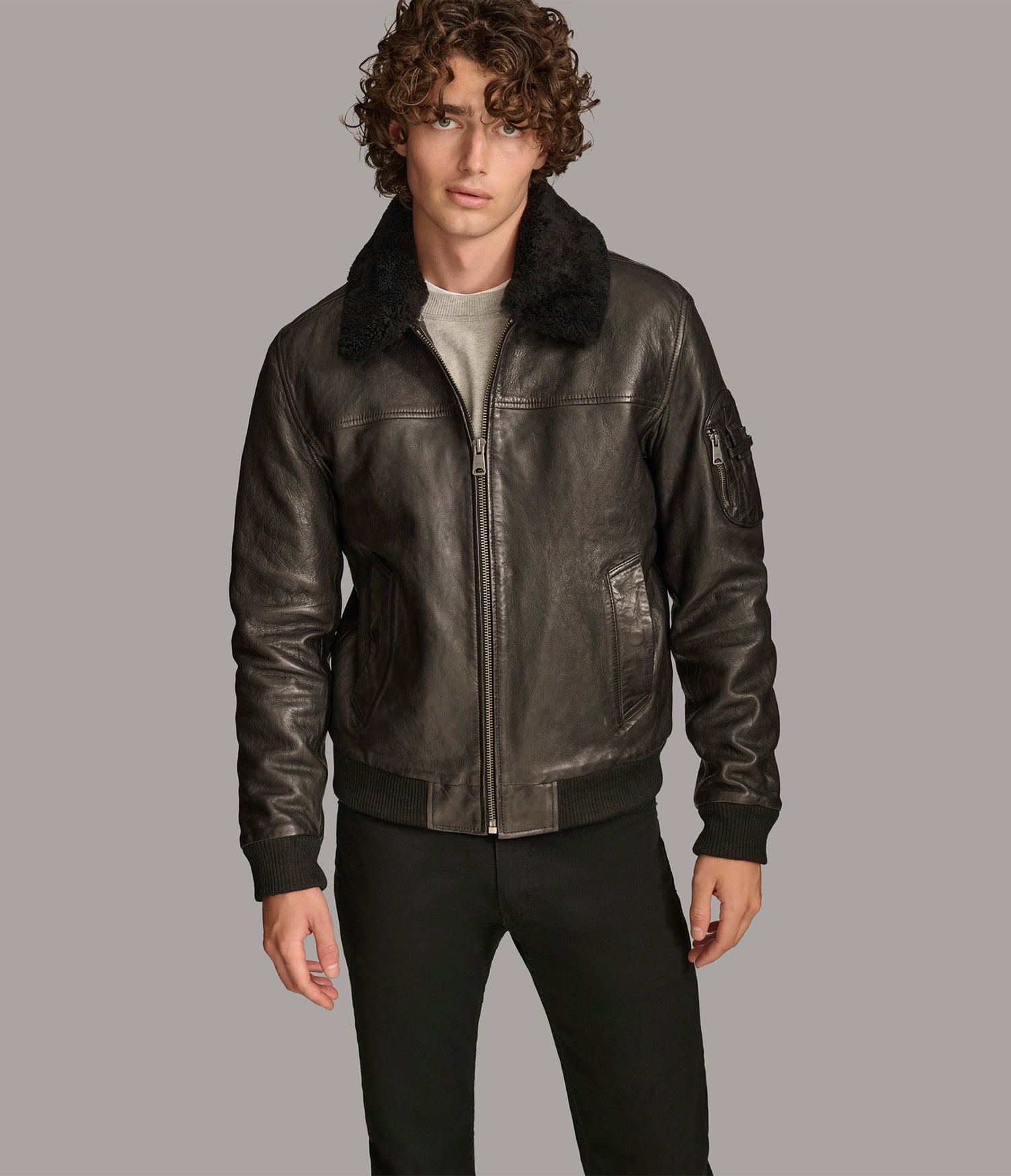 Ace Sherpa Bomber Leather Jacket
