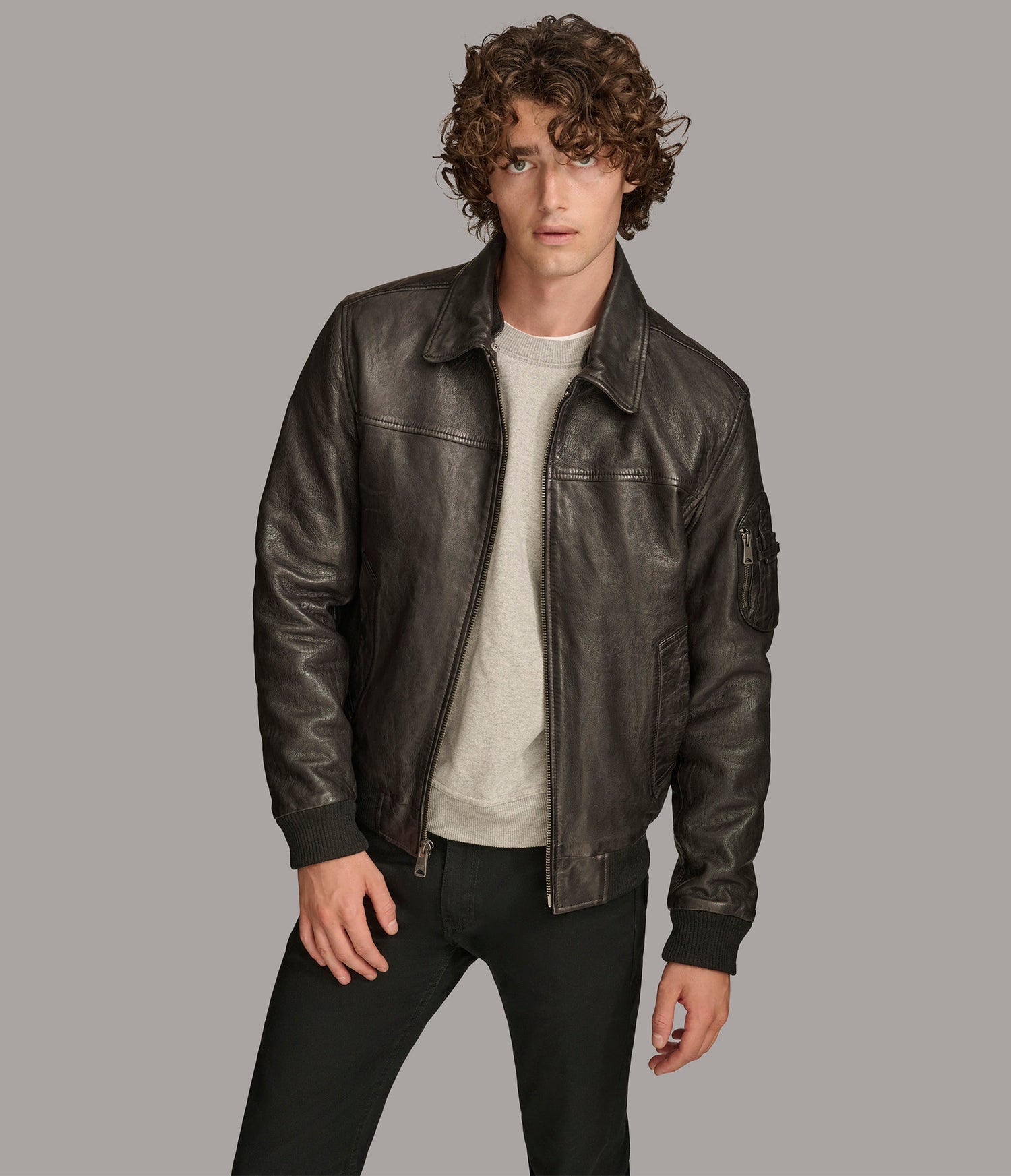 Ace Sherpa Bomber Leather Jacket