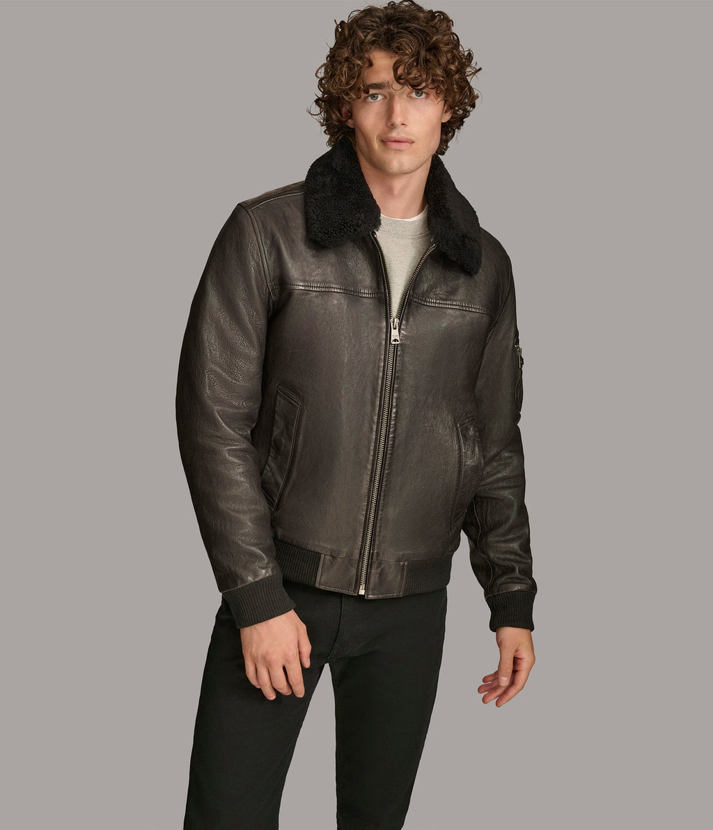 Ace Sherpa Bomber Leather Jacket