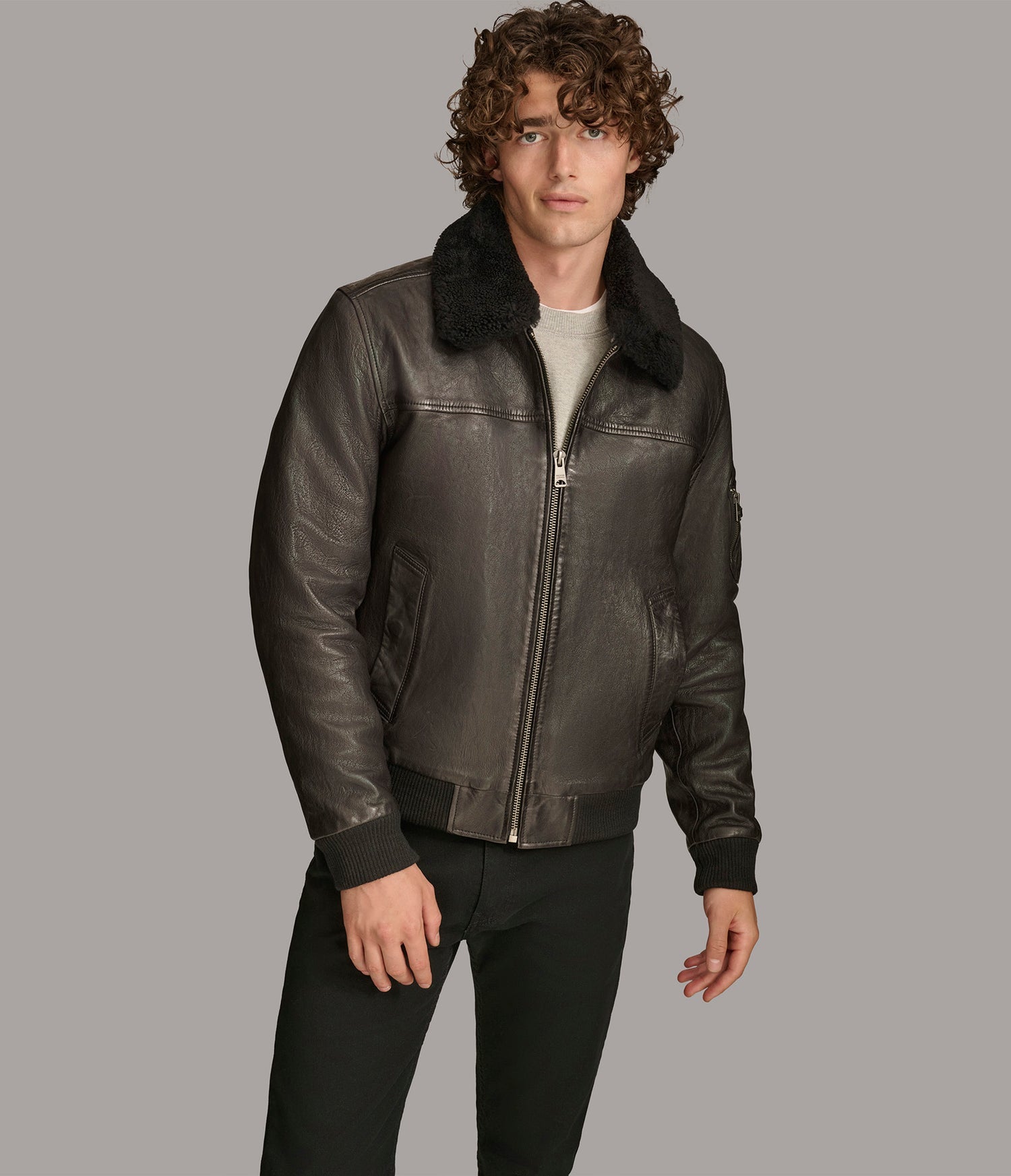 Ace Sherpa Bomber Leather Jacket