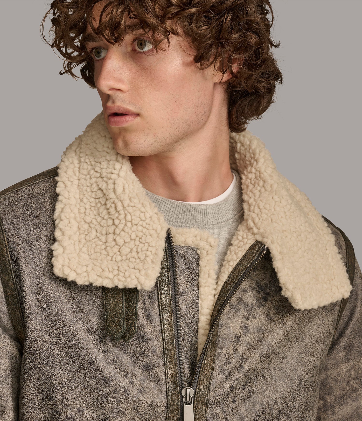 Brown Aviator with Faux Shearling