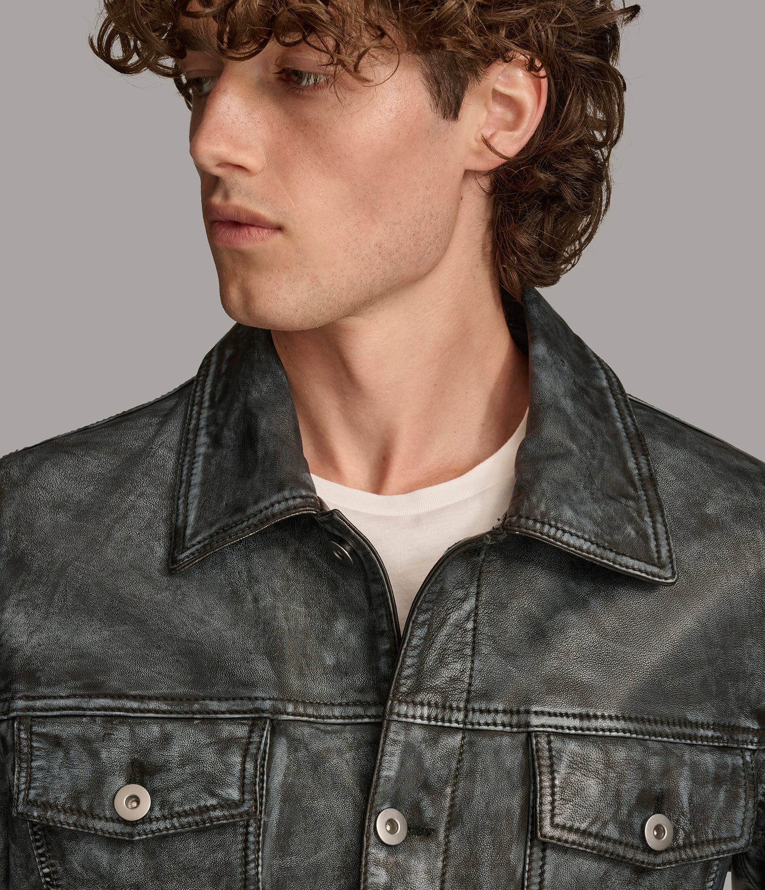 Denim Trucker Leather Jacket