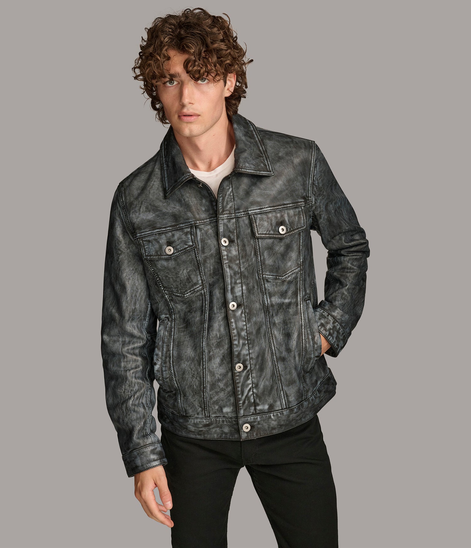 Denim Trucker Leather Jacket