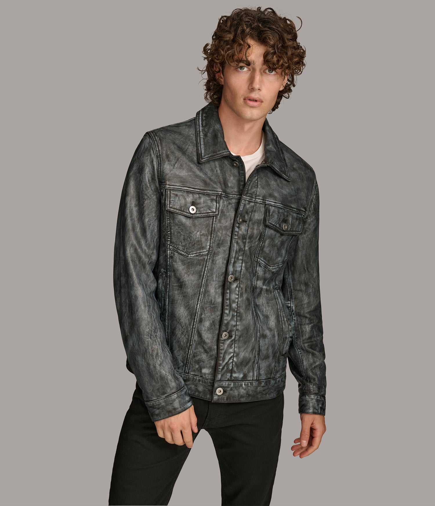 Denim Trucker Leather Jacket
