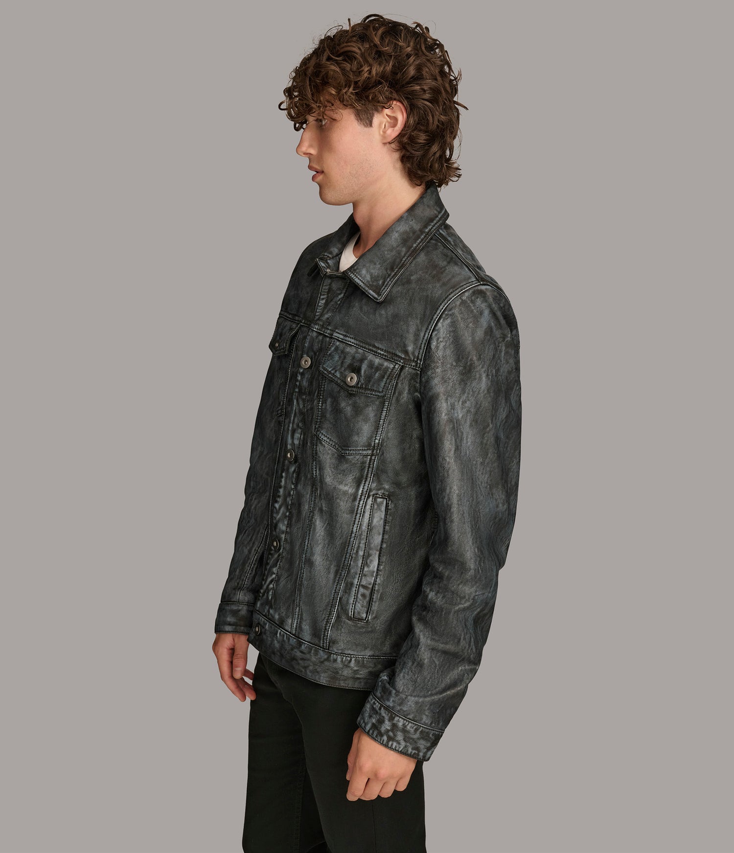 Denim Trucker Leather Jacket
