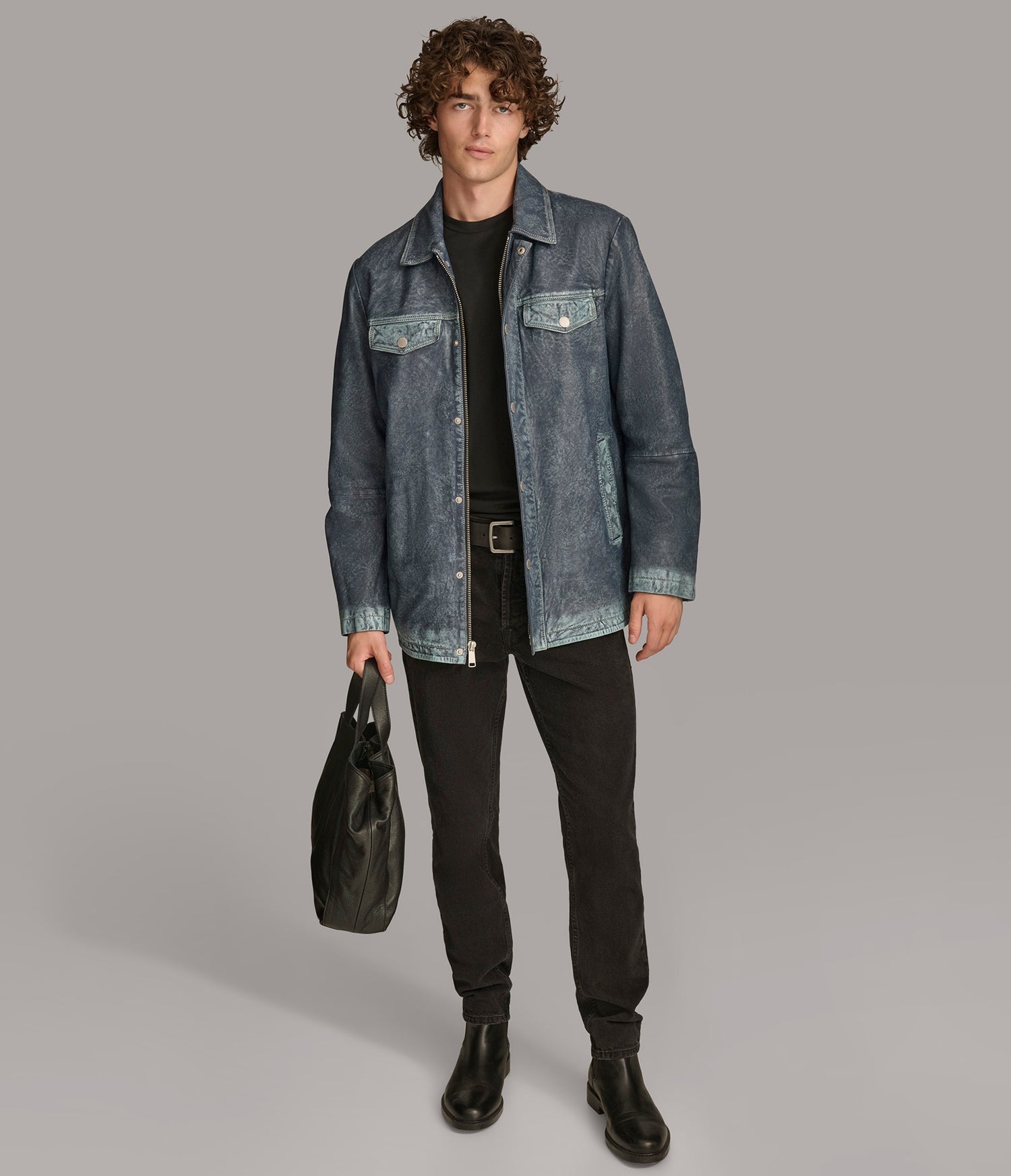 Denim Shirt Leather Jacket