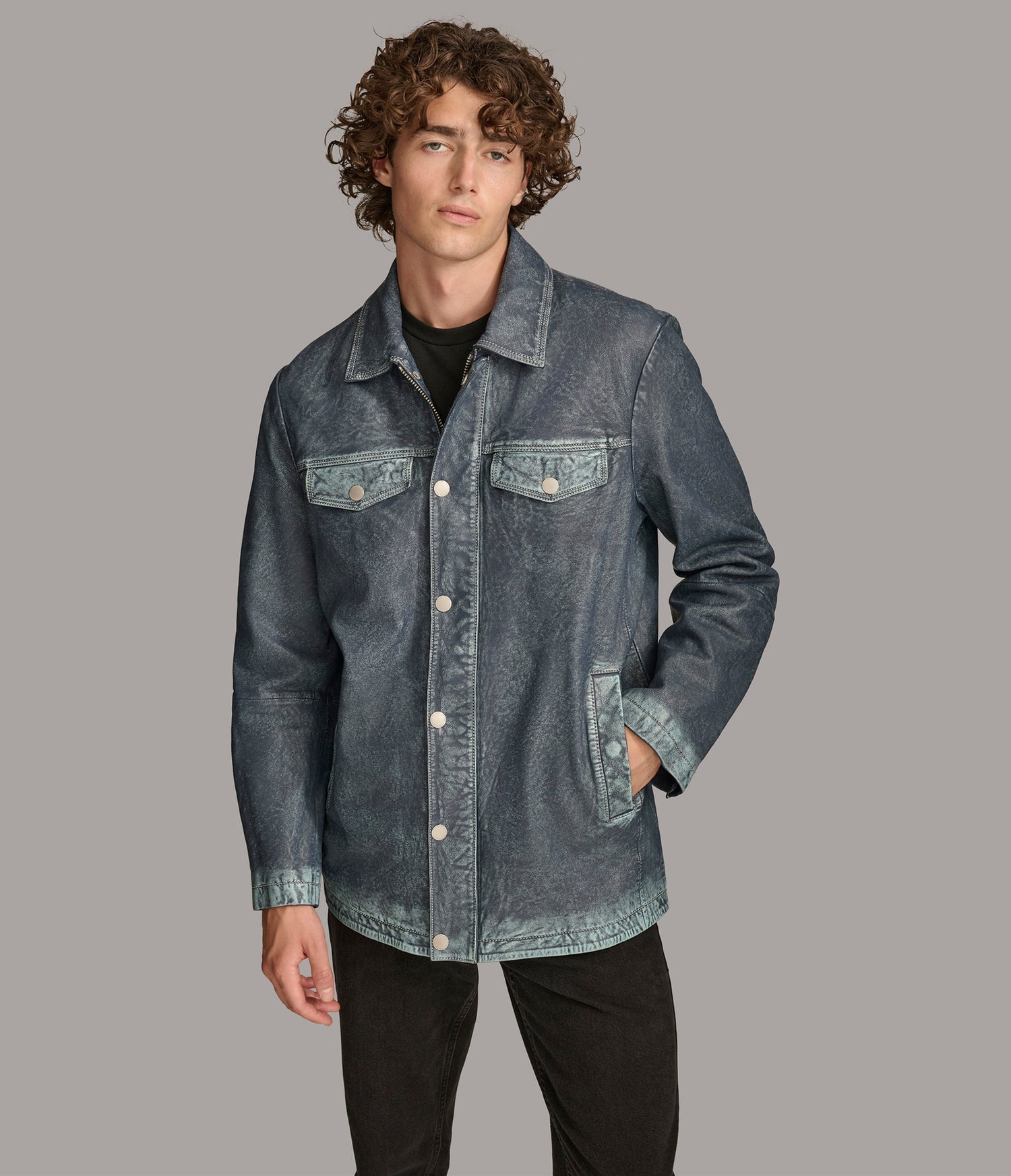 Denim Shirt Leather Jacket
