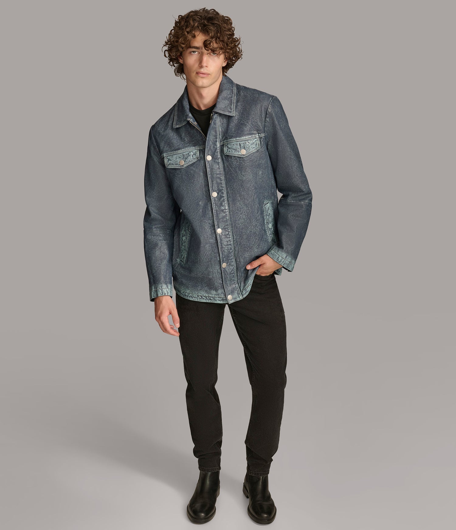 Denim Shirt Leather Jacket
