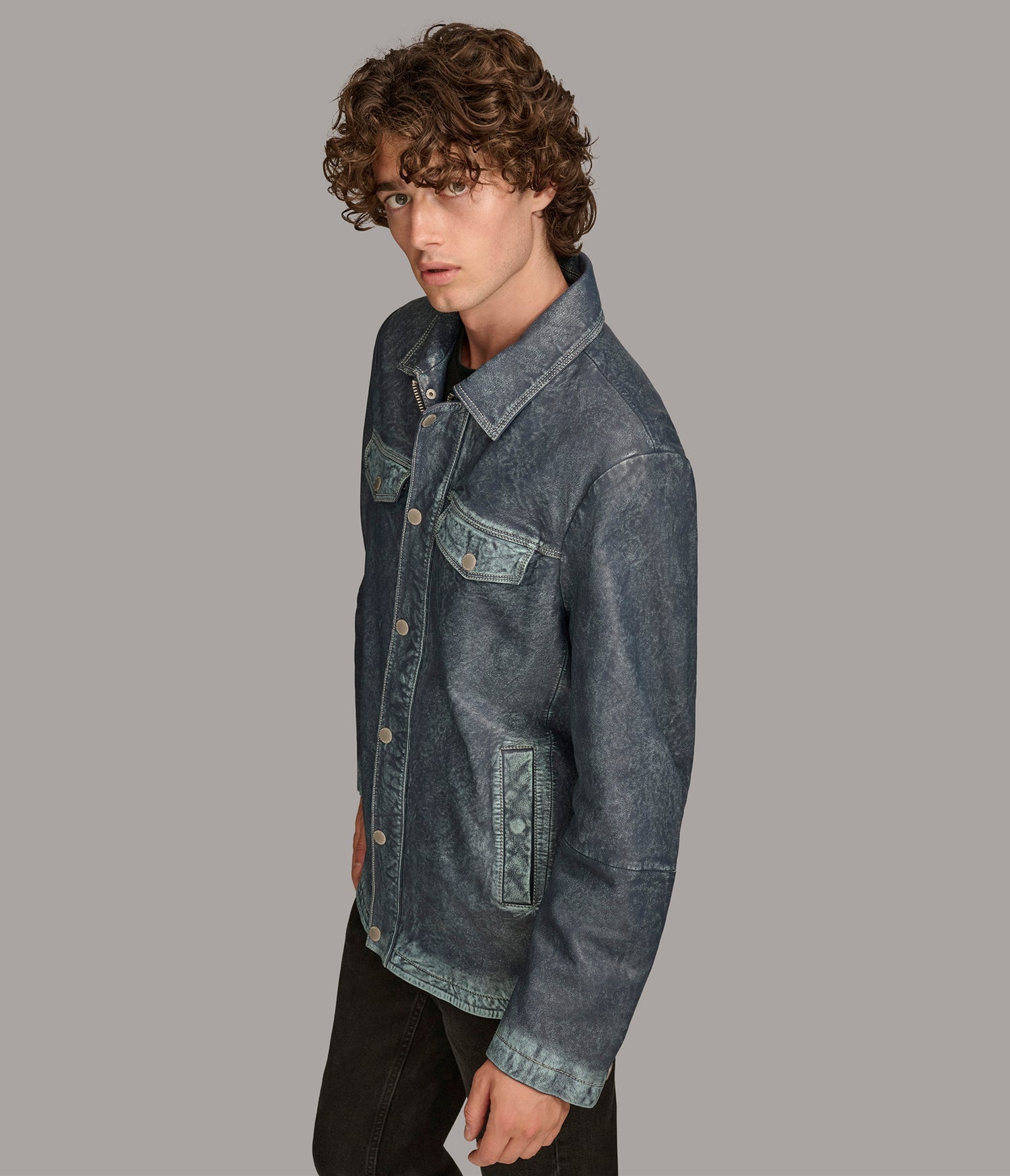 Denim Shirt Leather Jacket