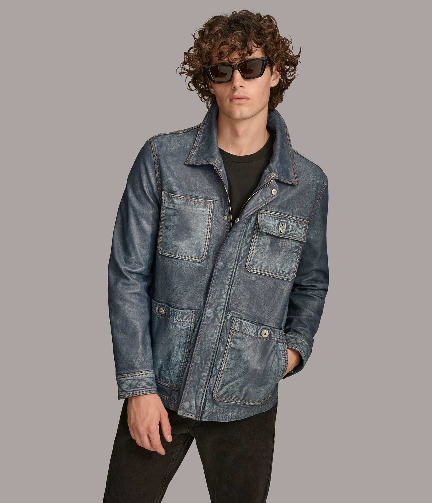 Sherpa Denim Leather Jacket