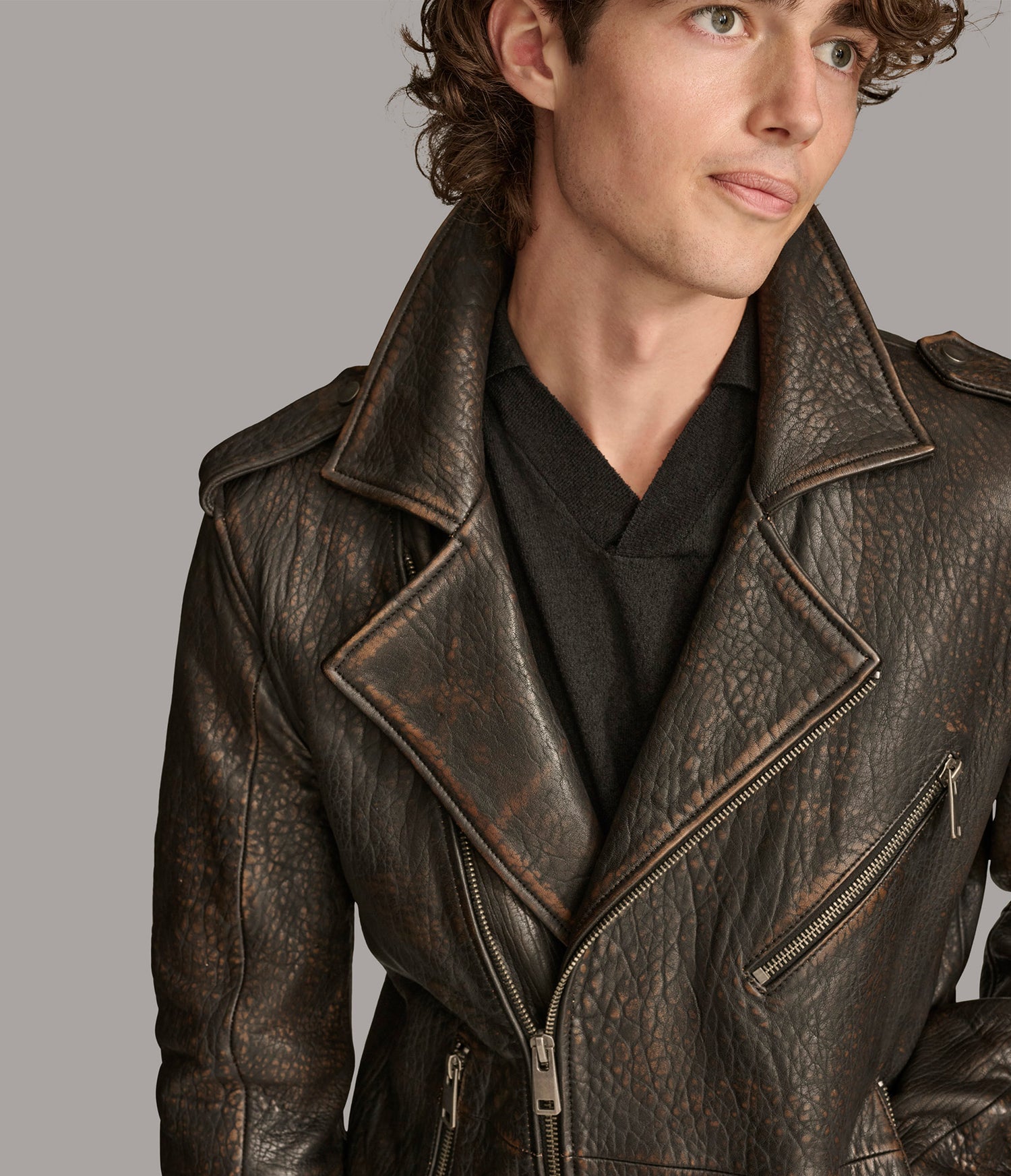 Vintage Rugged Moto Leather Jacket