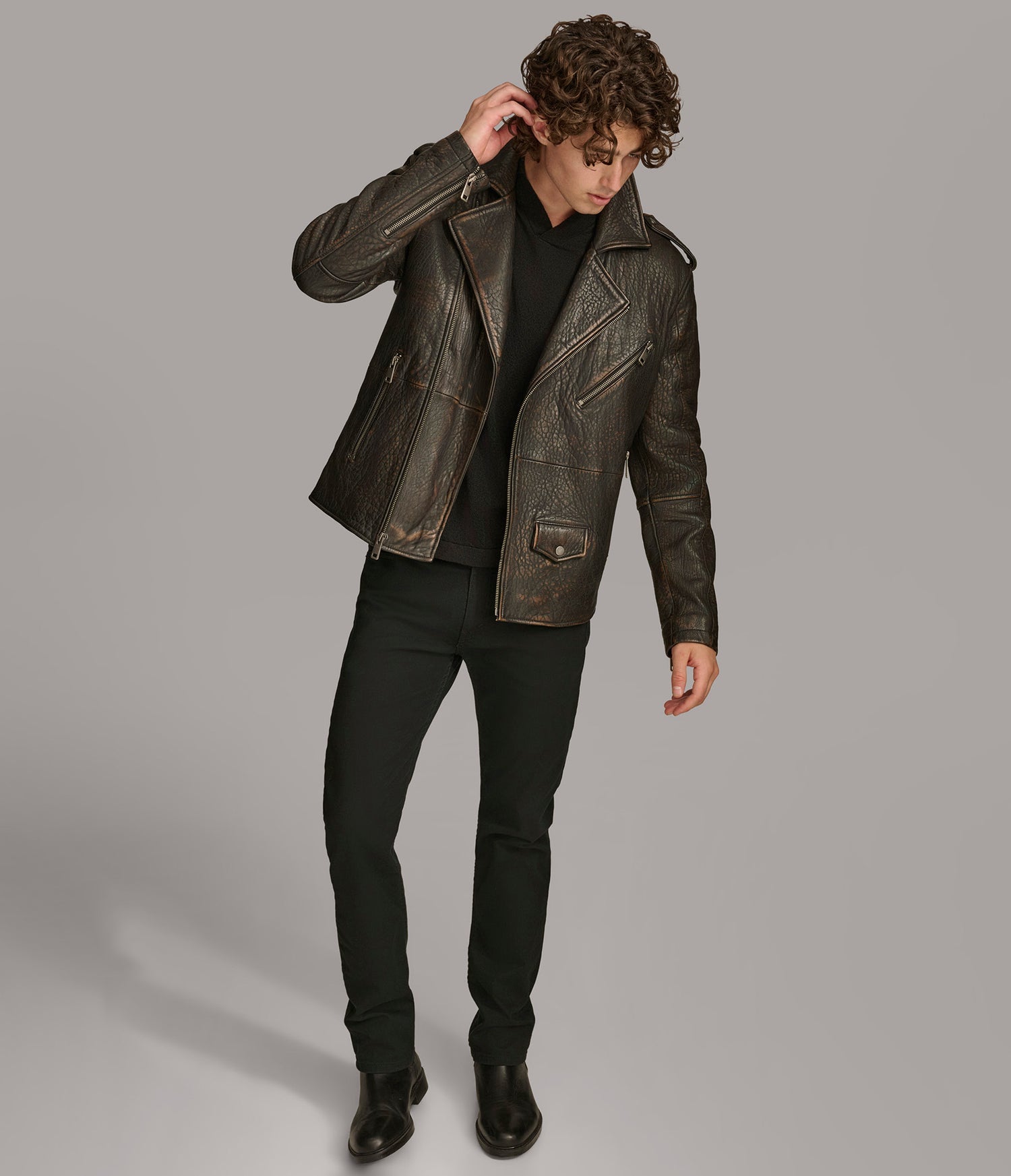 Vintage Rugged Moto Leather Jacket