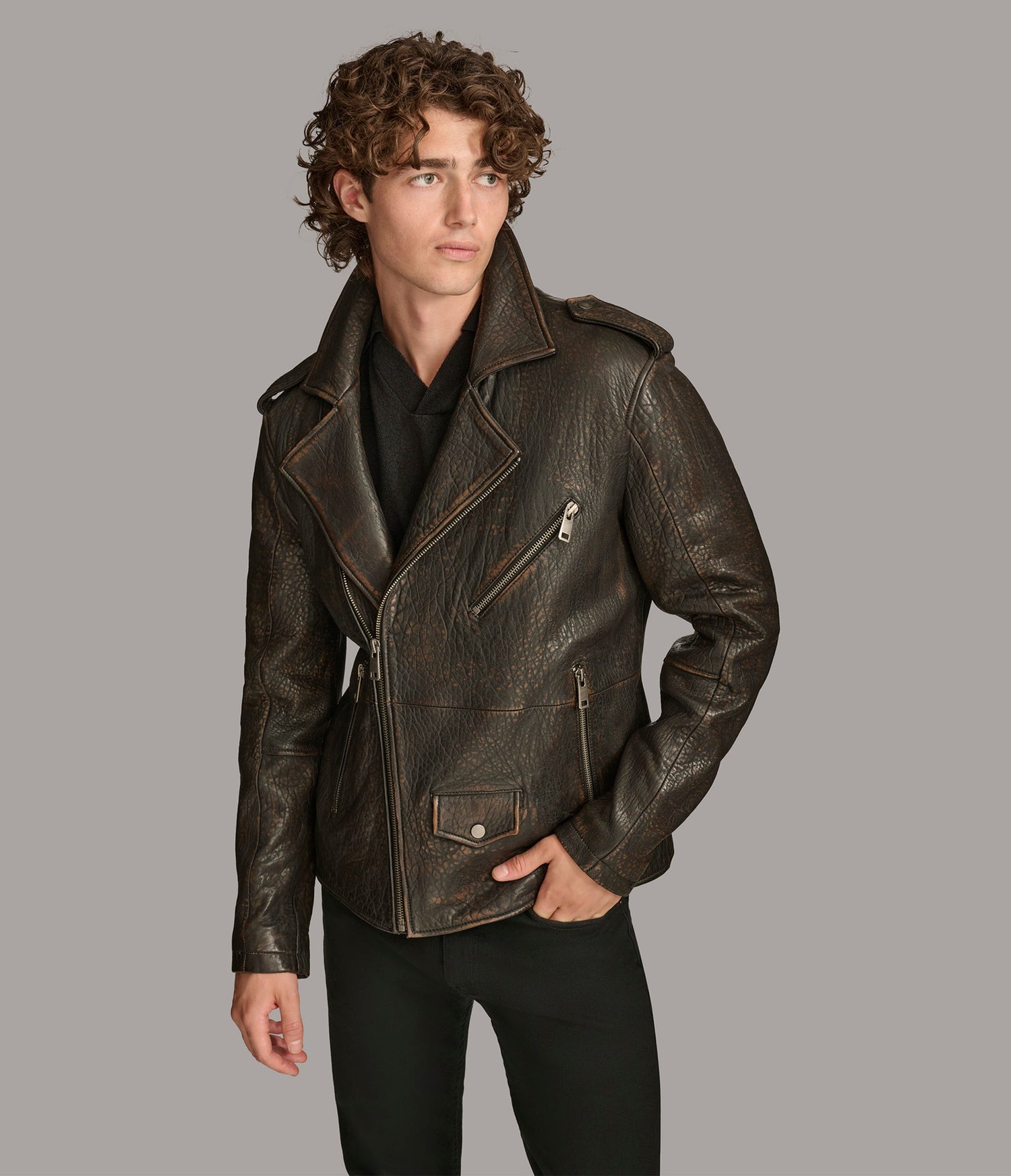 Vintage Rugged Moto Leather Jacket