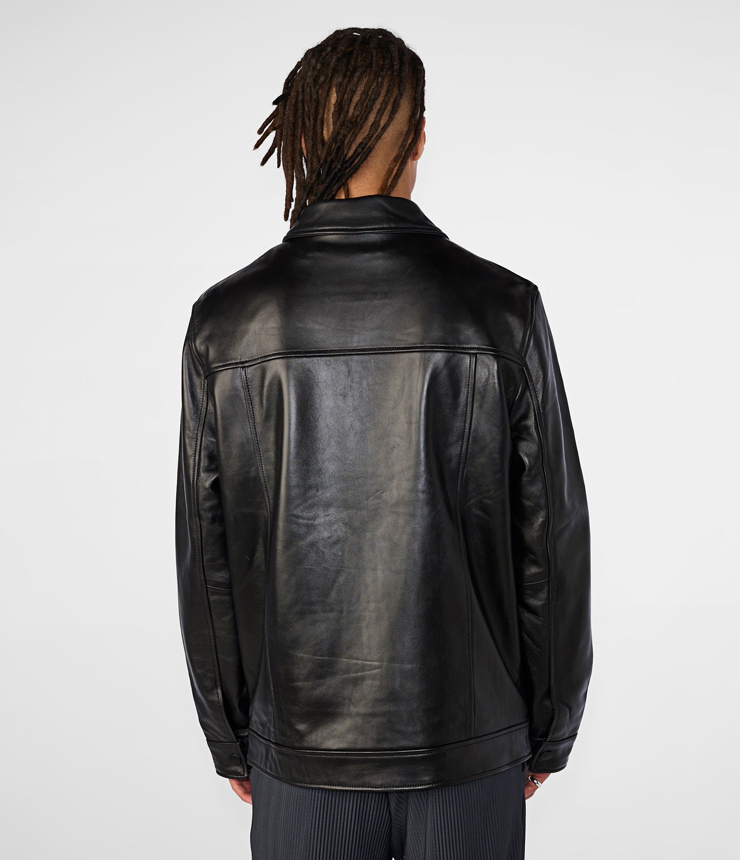 Black Collar Leather Shirt