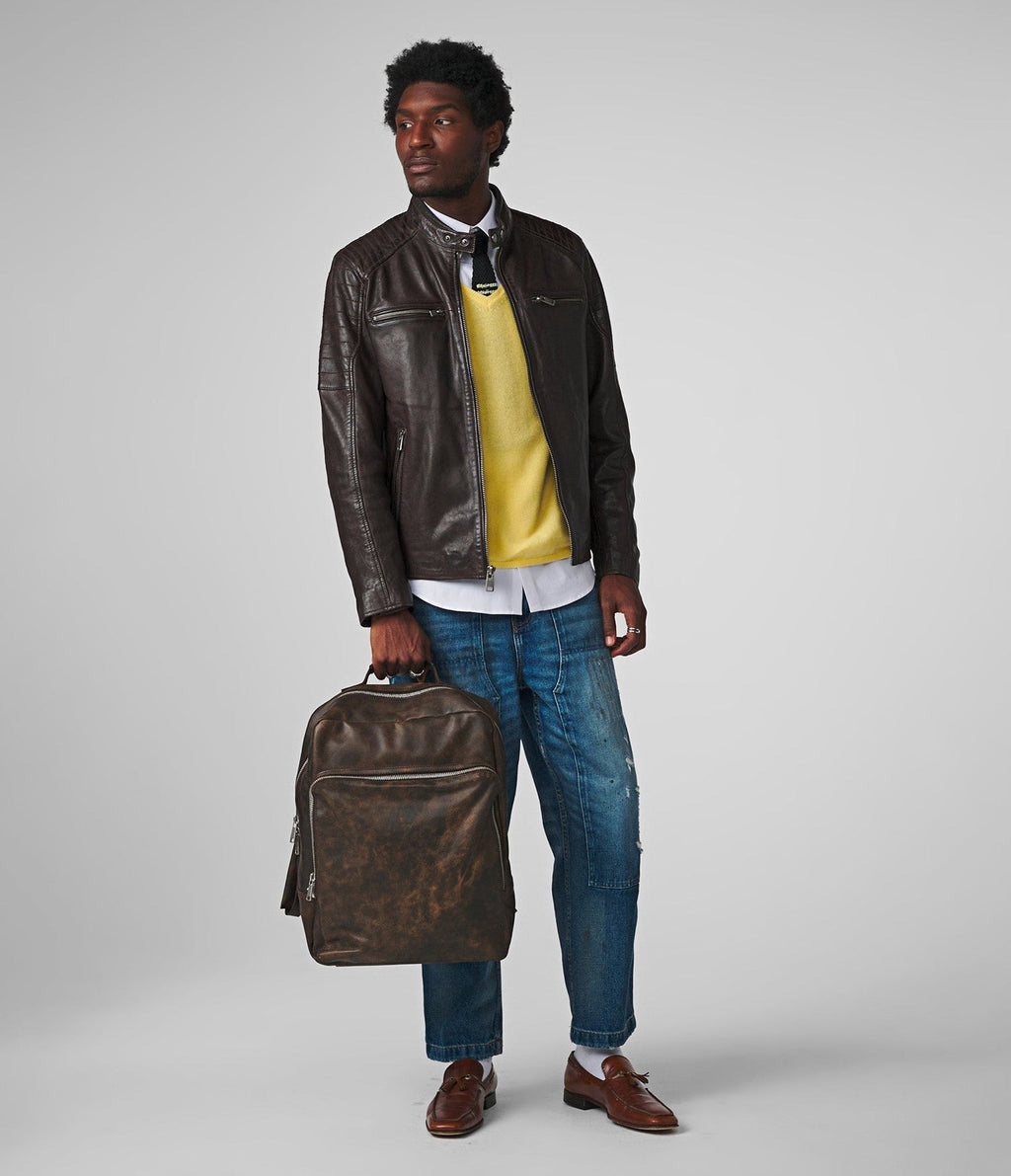 Lance Brown Moto Leather Jacket