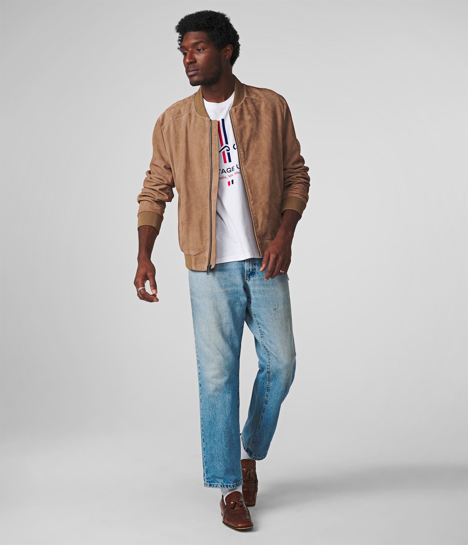 Suede Bomber Leather Jacket