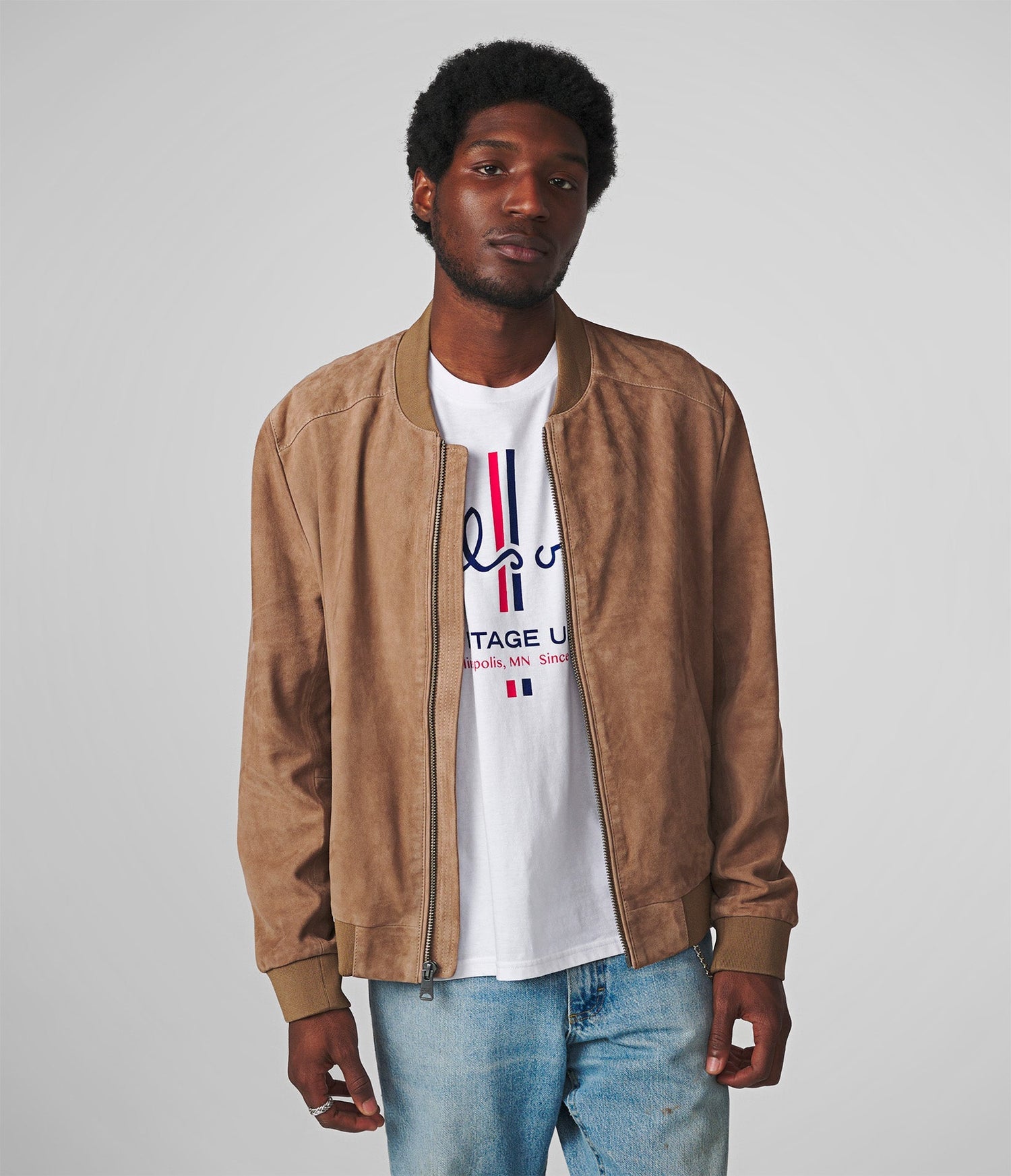 Suede Bomber Leather Jacket
