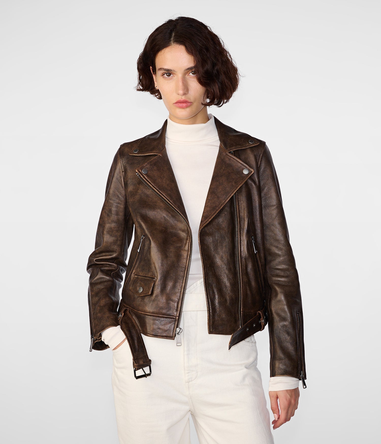 Vintage Brown Biker Leather Jacket