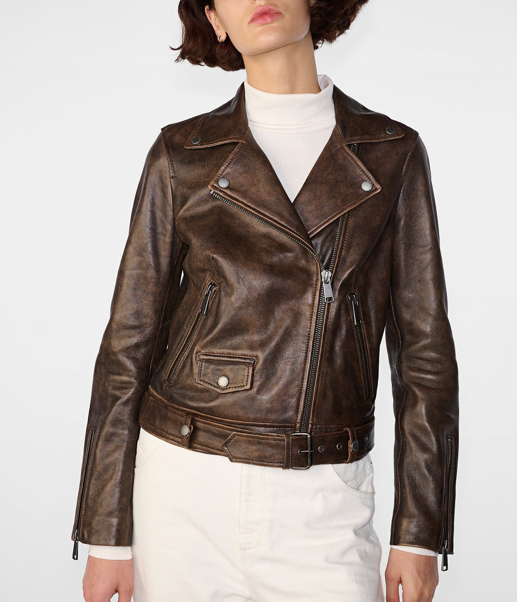 Vintage Brown Biker Leather Jacket