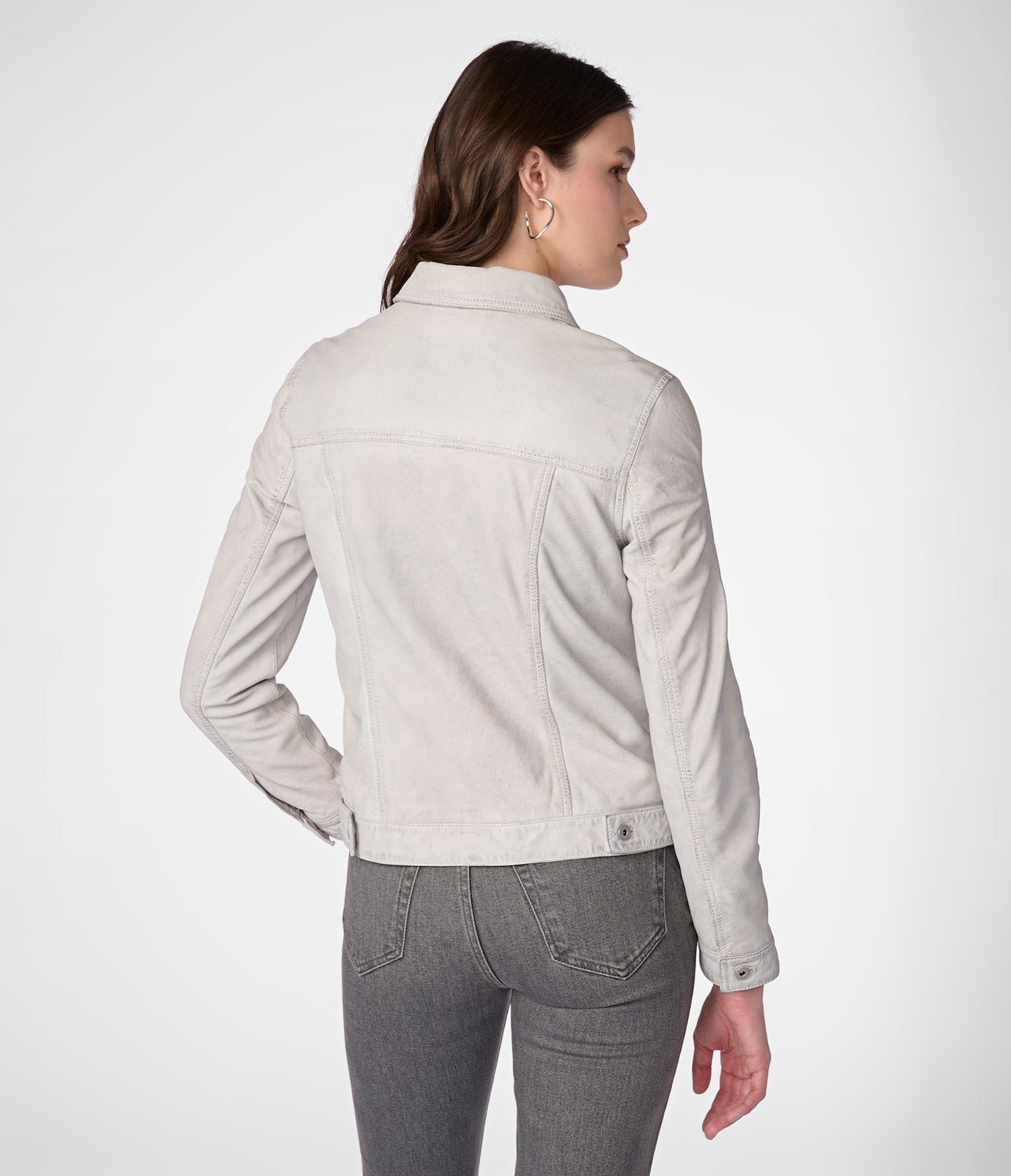 Mona White Denim Leather Jacket