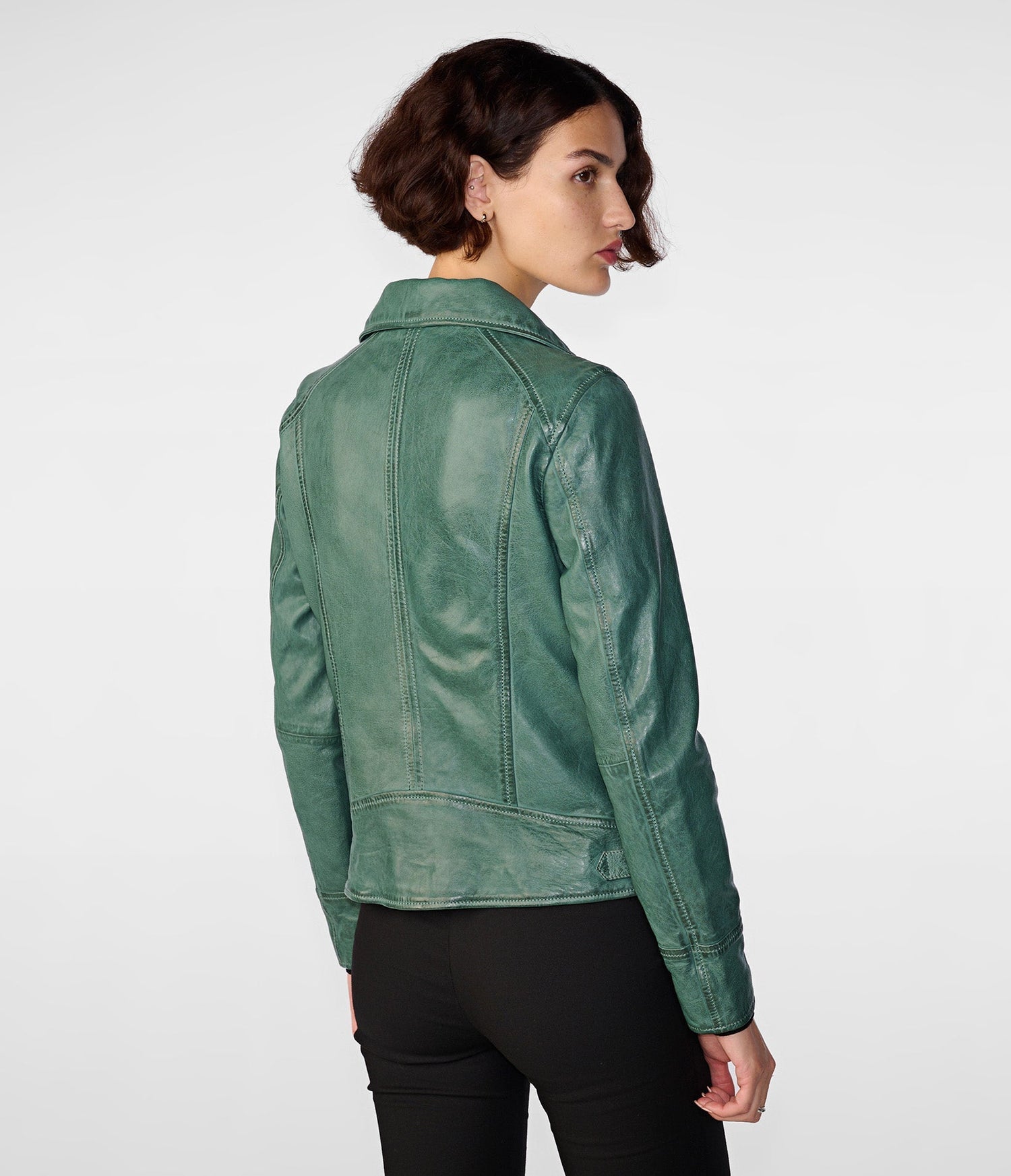 Malani Green Moto Leather Jacket