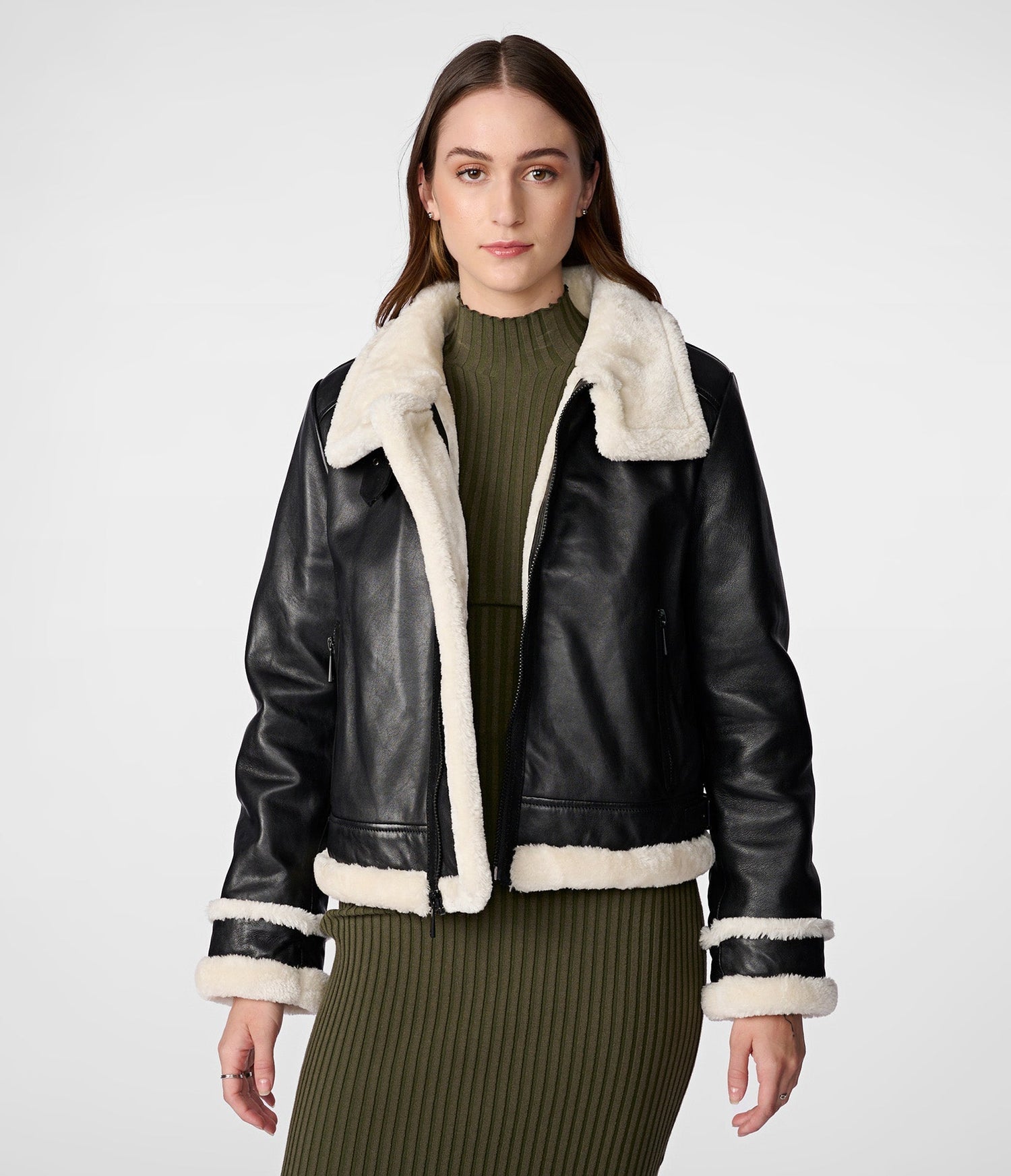Shearling Bomber Leather Jacket