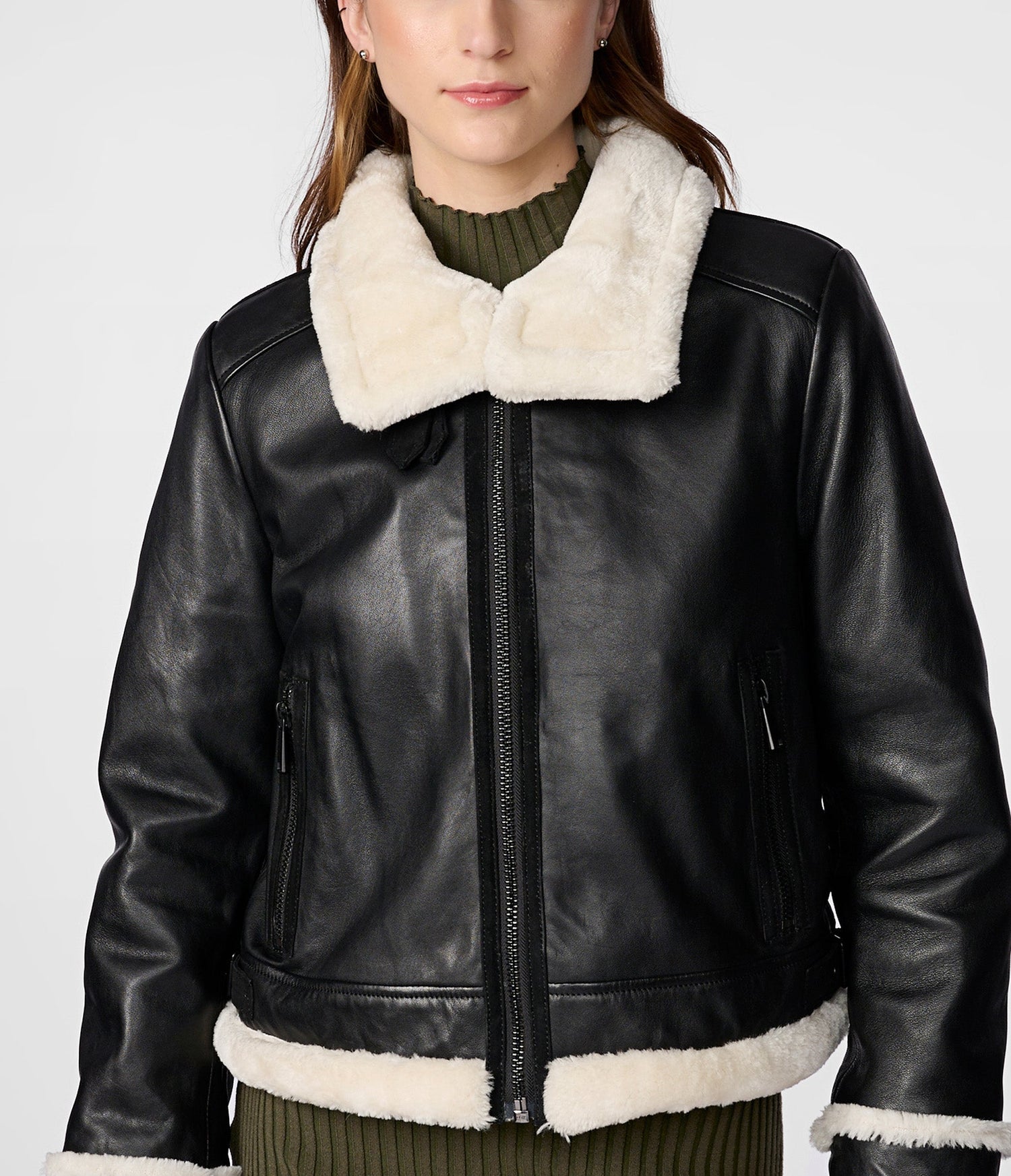 Shearling Bomber Leather Jacket
